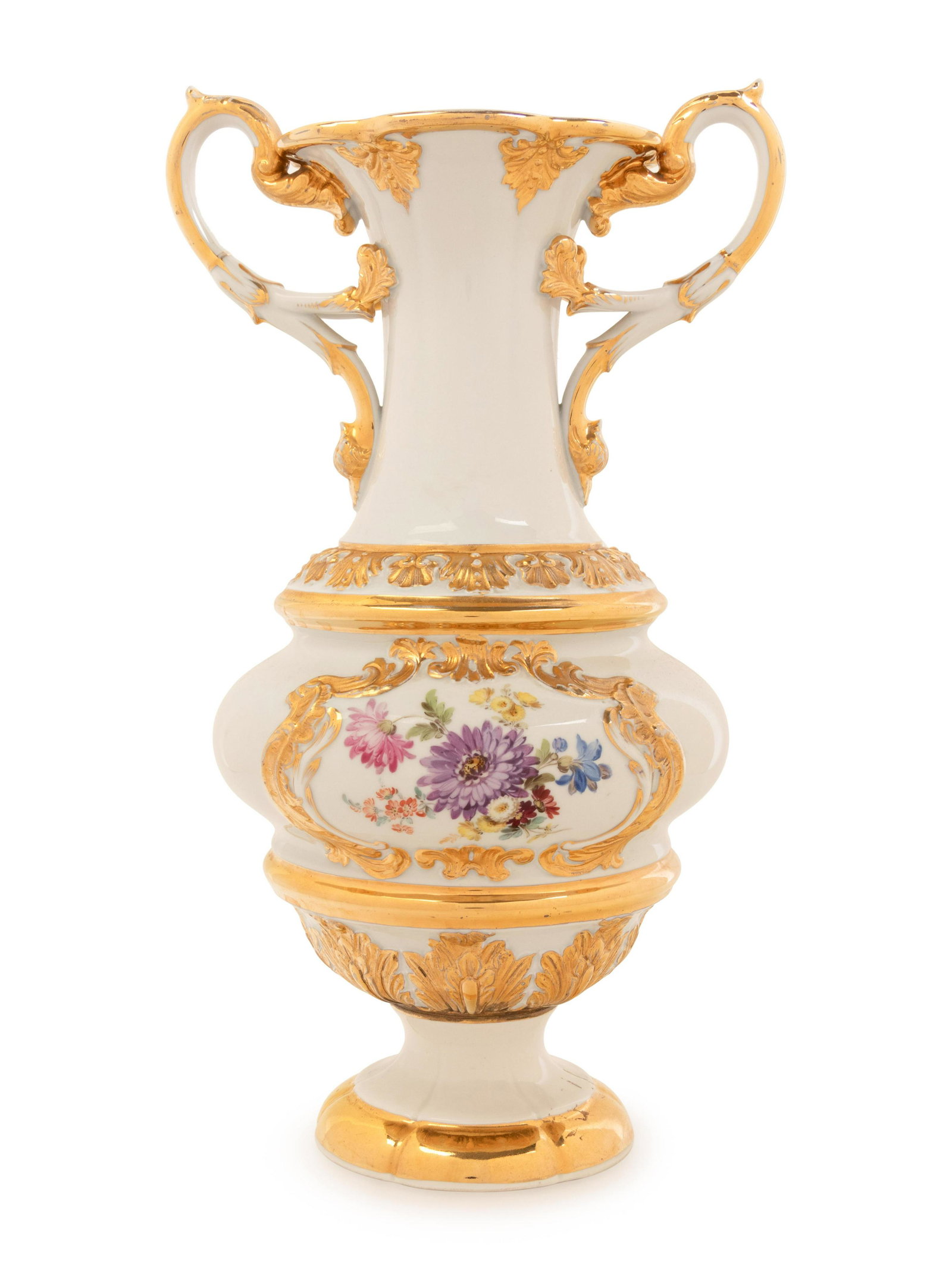 A Meissen Parcel-Gilt Porcelain Vase: A Meissen Parcel-Gilt Porcelain Vase 20th Century Height 13 1/2 inches.