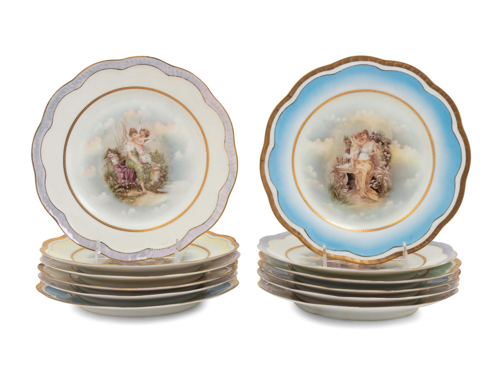 A Set of Twelve Germain Painted Porcelain Dessert (1 of 1)