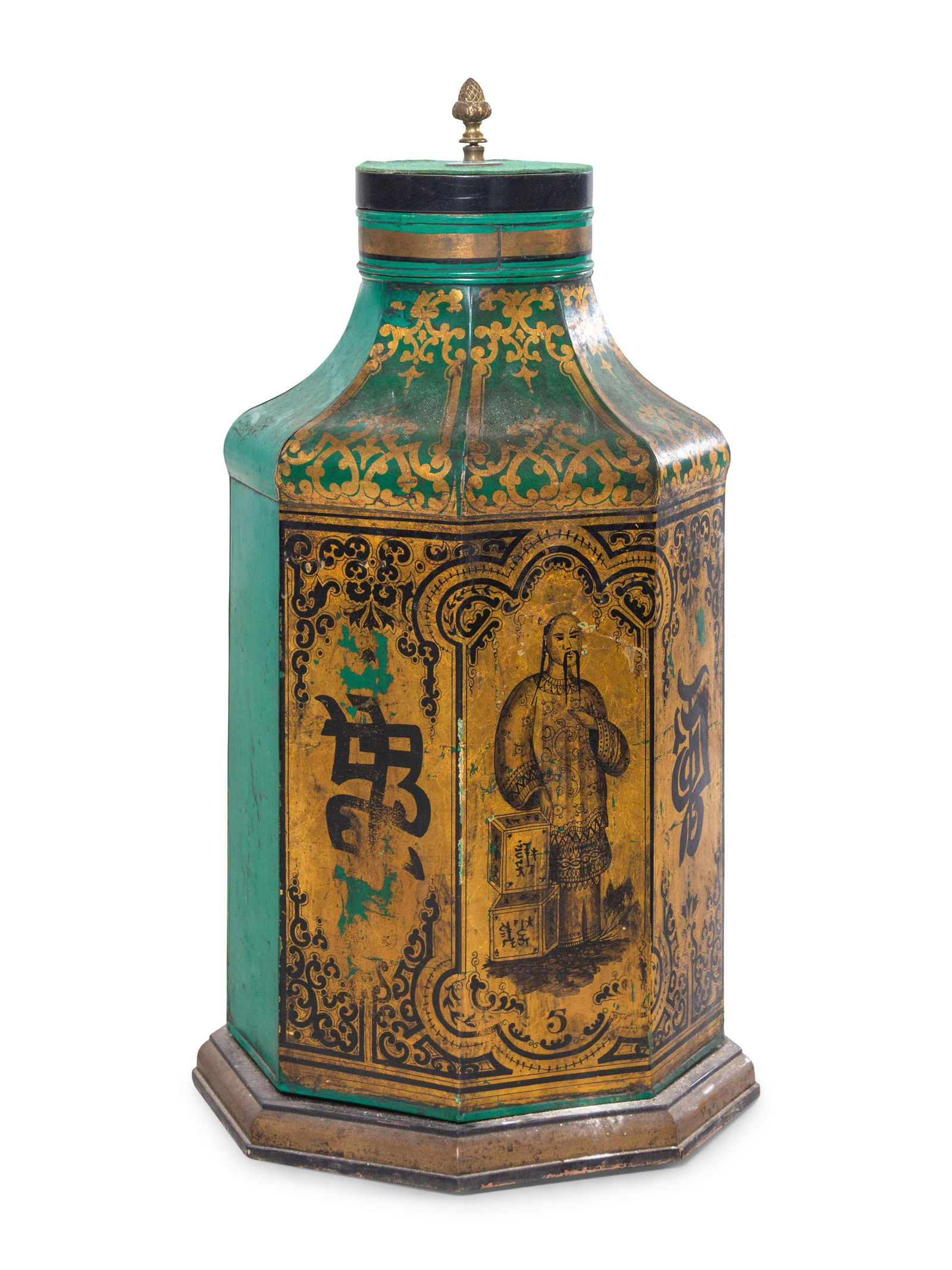 A Tole Painted Chinoiserie Covered Jar (1 of 3)