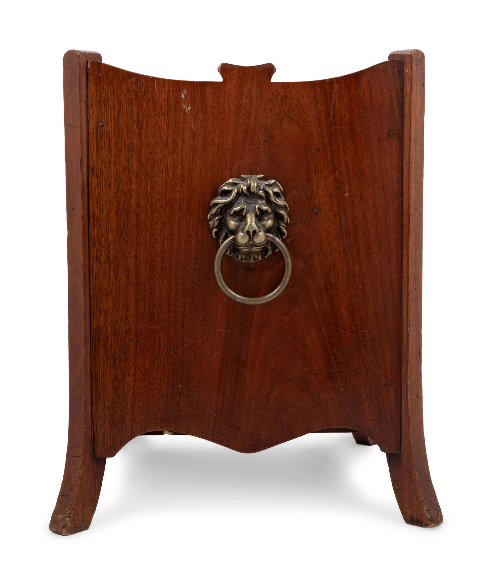A Regency Gilt Metal Mounted Mahogany Jardiniere: A Regency Gilt Metal Mounted Mahogany Jardiniere 19th Century Height 16 1/4 x width 13 1/4 inches.