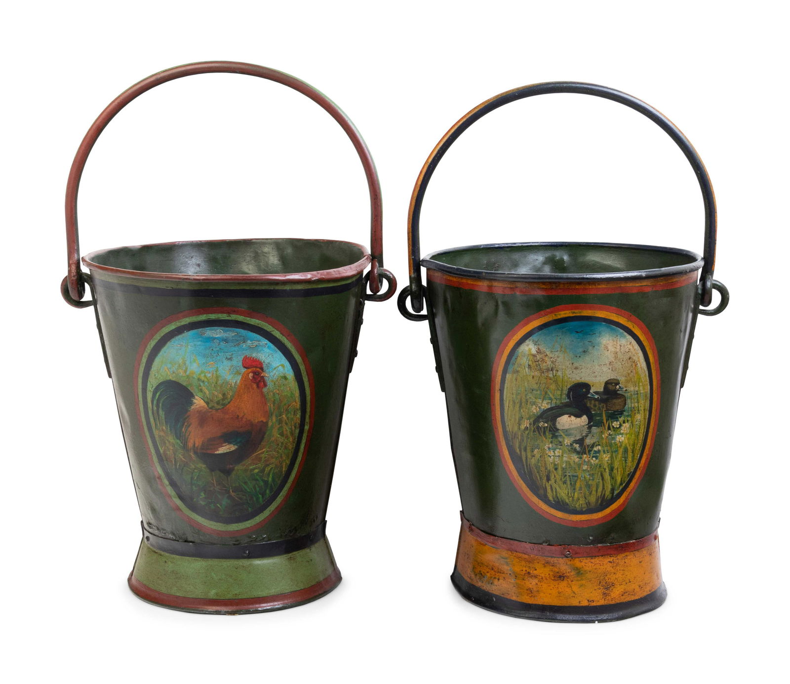 A Group of Two Tole Painted Peat Buckets (1 of 4)