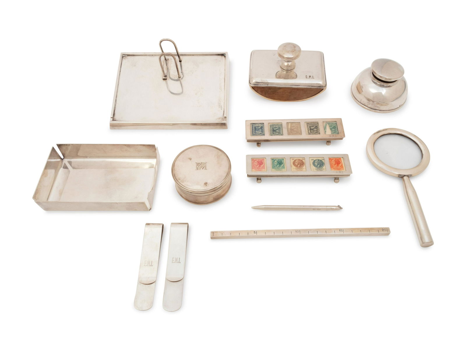 A Collection of Eleven Italian Silver Desk Articles (1 of 4)