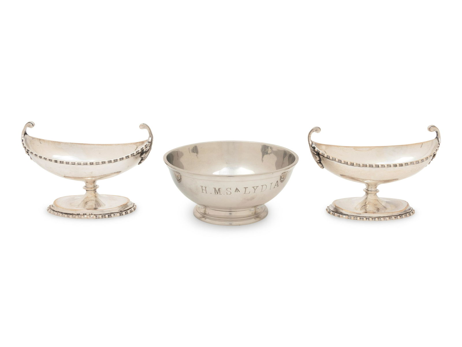 A Group of Three Silvered-Metal Table Articles (1 of 4)