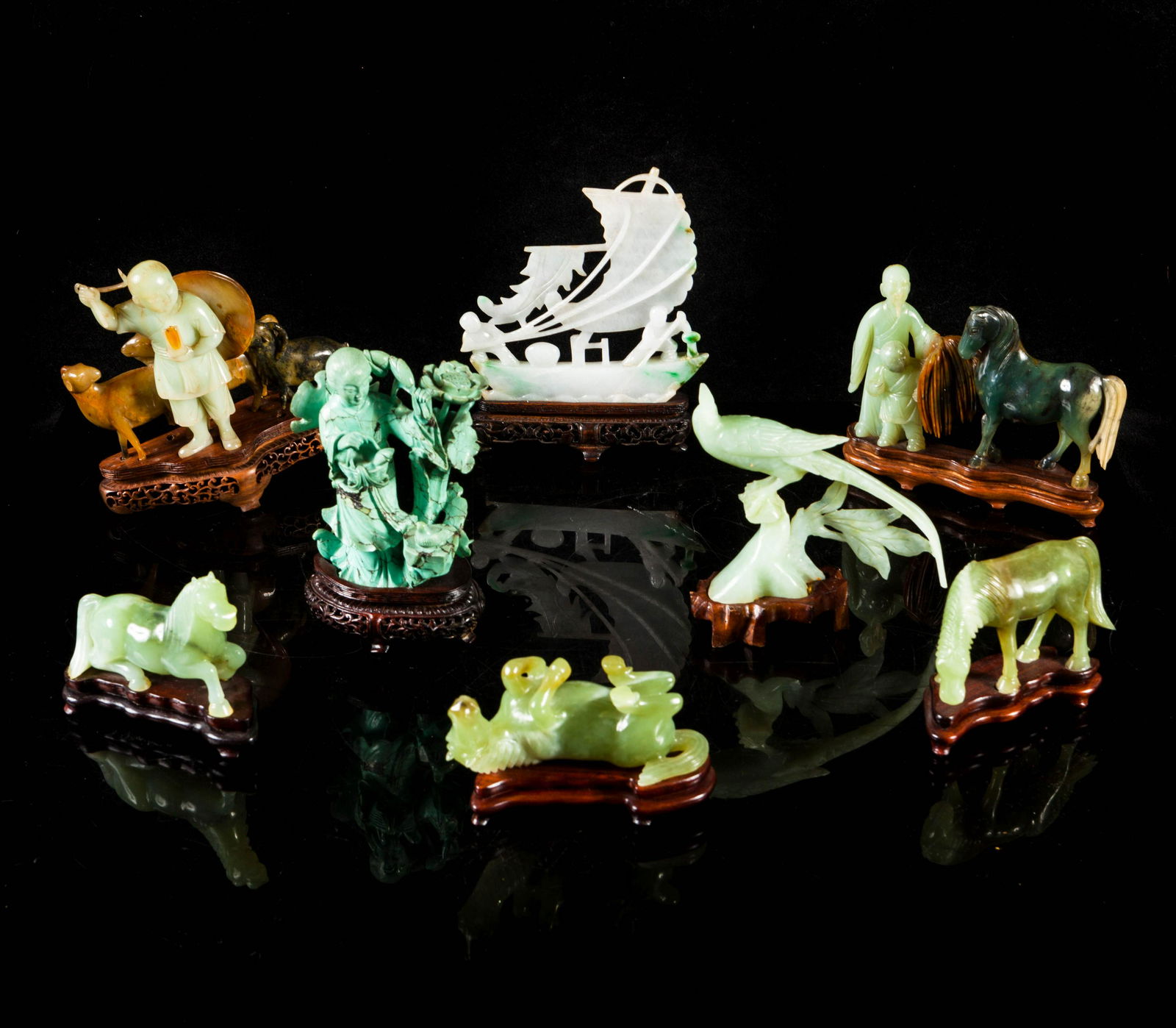 Eight Chinese Carved Stone Figures (1 of 3)