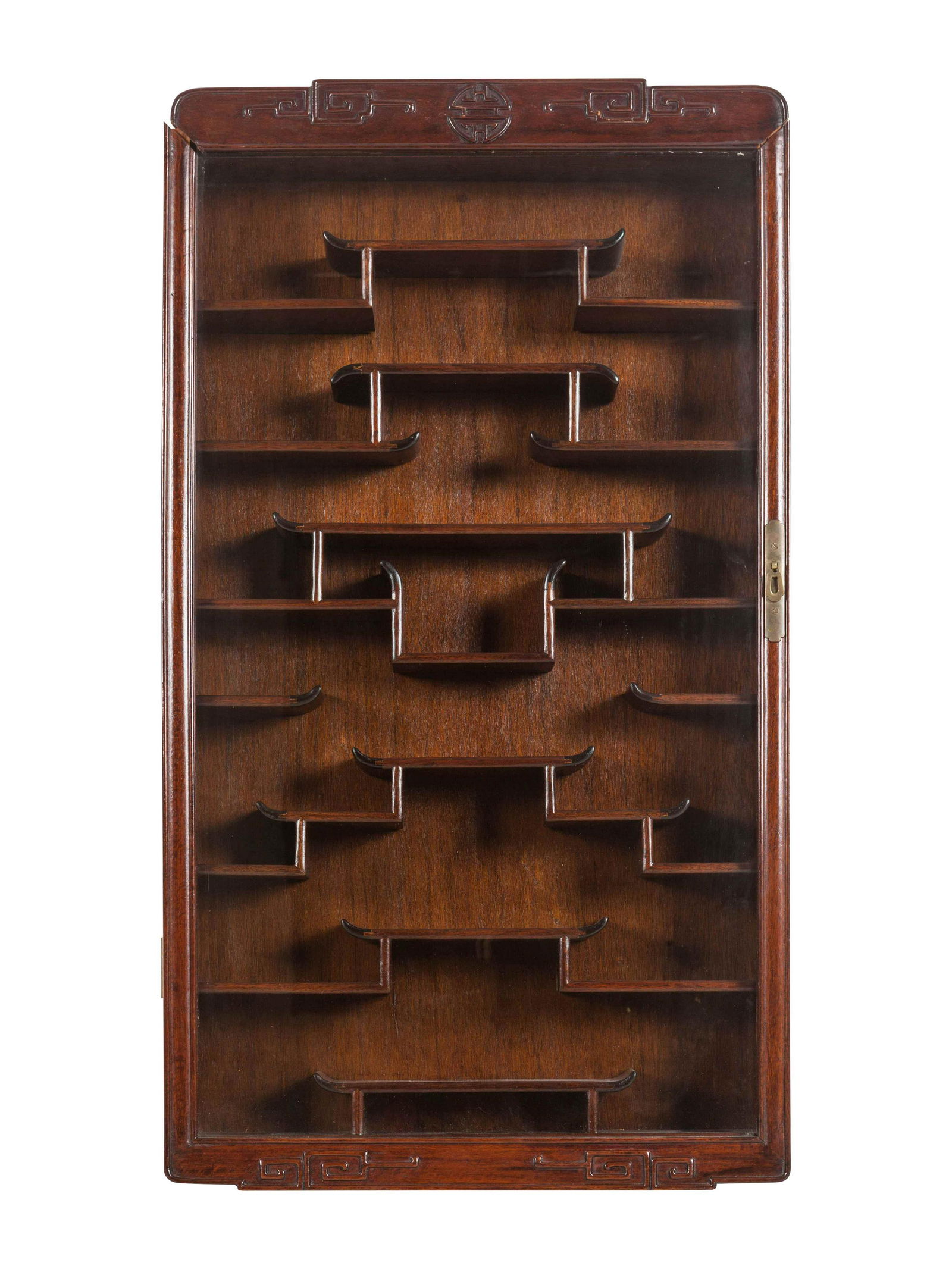 A Pair of Chinese Carved Hardwood Vitrine Cabinets (1 of 6)