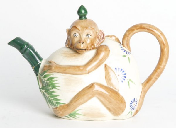A Minton Figural Teapot, Height 6 1/8 inches.: A Minton Figural Teapot, of monkey form. Height 6 1/8 inches.