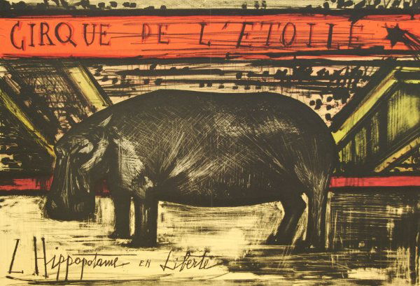 Bernard Buffet, (French, 1928-1999), Cirque de l'é: Bernard Buffet (French, 1928-1999) Cirque de l'étoile: L'hippopotame en liberté (from Mon Cirque) lithograph edition 12/120, signed (lower right) 26 1/2 x 38 1/2 inches.