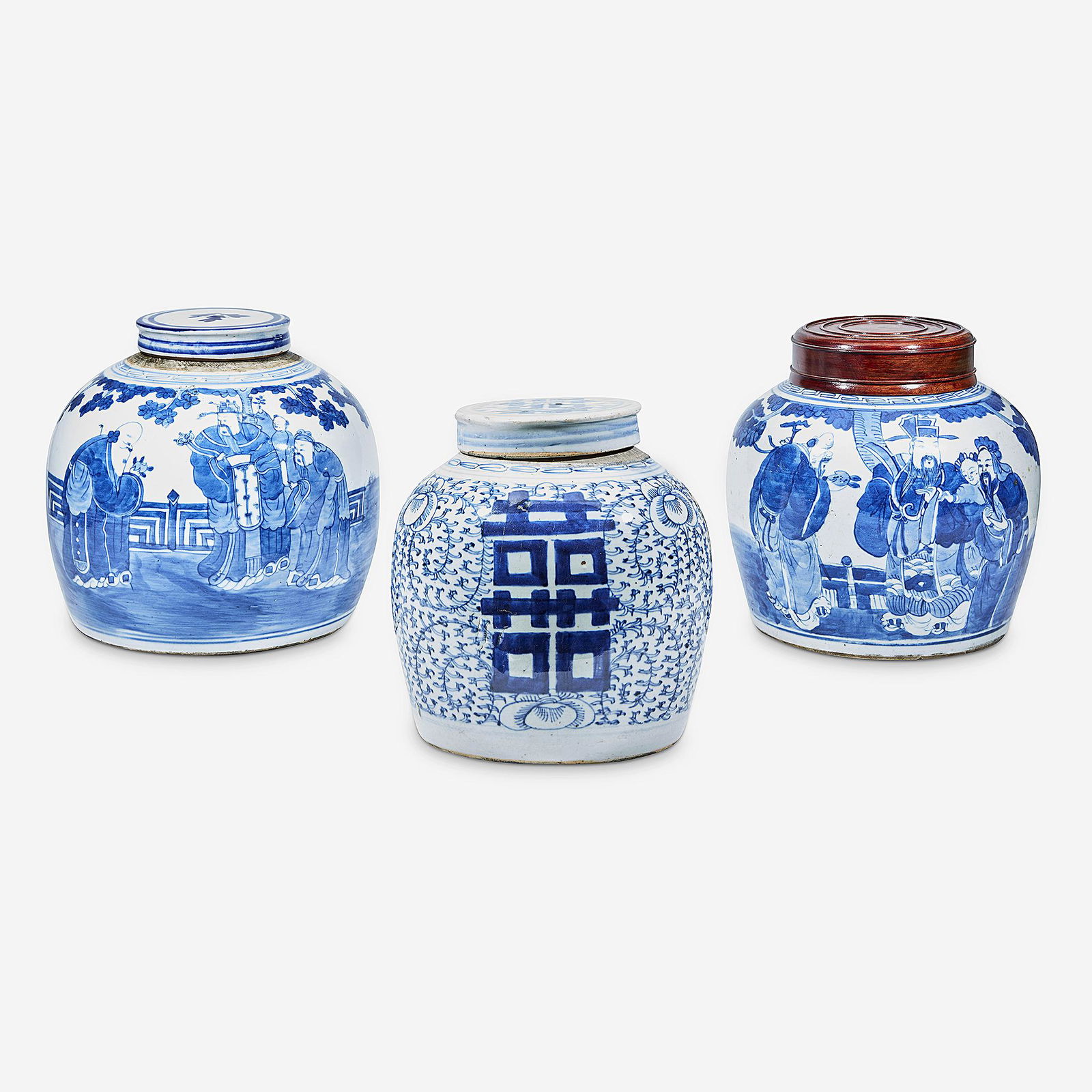 Three Chinese blue and white-decorated porcelain jars, (1 of 1)