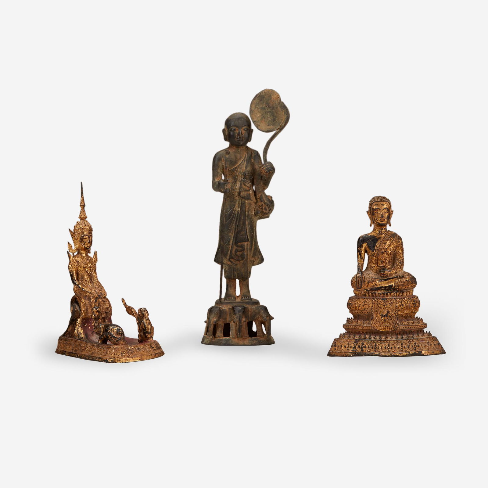 Three small Thai and Burmese bronze sculptures, 19th (1 of 2)