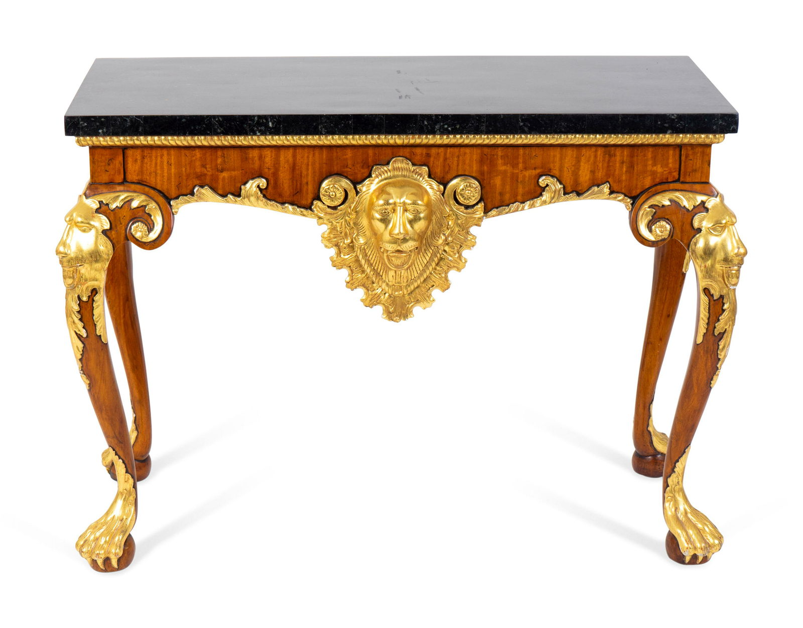 A Pair of George II Style Parcel-Gilt Walnut Consoles: A Pair of George II Style Parcel-Gilt Walnut Consoles 19TH/20TH CENTURY Made for Maitland-Smith Height 30 1/2 x width 43 x depth 19 inches. Collection of Mrs. A. Edward Allinson