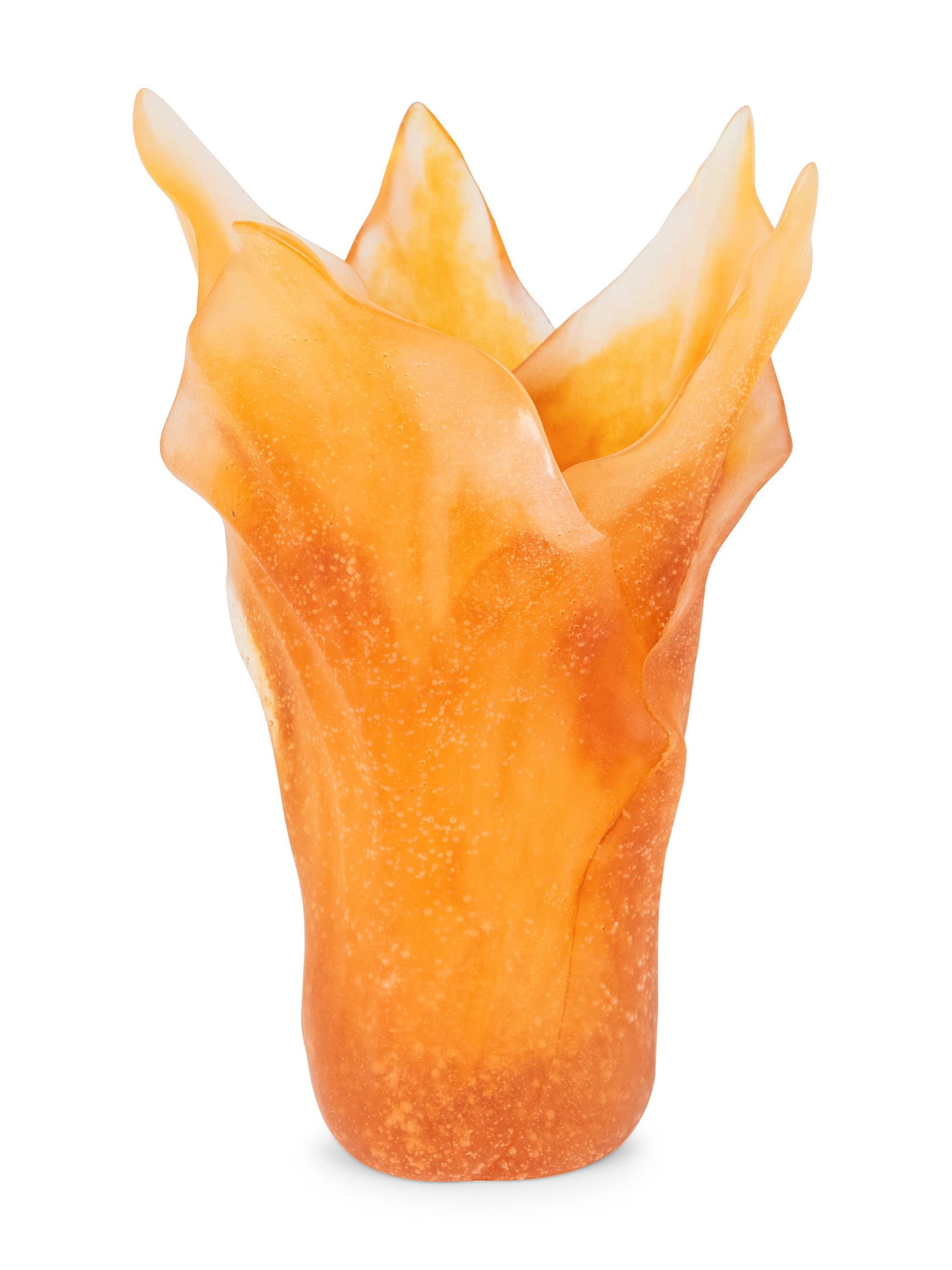 A Daum France Pate de Verre Glass Tulip Vase: A Daum France Pate de Verre Glass Tulip Vase Height 8 7/8 inches. Collection of Mrs. A. Edward Allinson