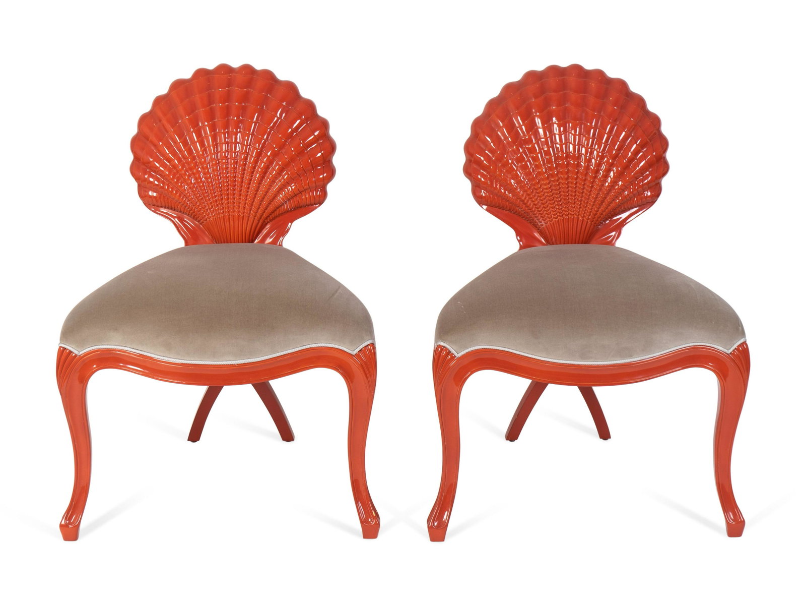 A Pair of Christoper Guy Red Lacquer Venus Chairs: A Pair of Christoper Guy Red Lacquer Venus Chairs 20TH/21ST CENTURY Height 34 1/2 inches. Collection of Mrs. A. Edward Allinson