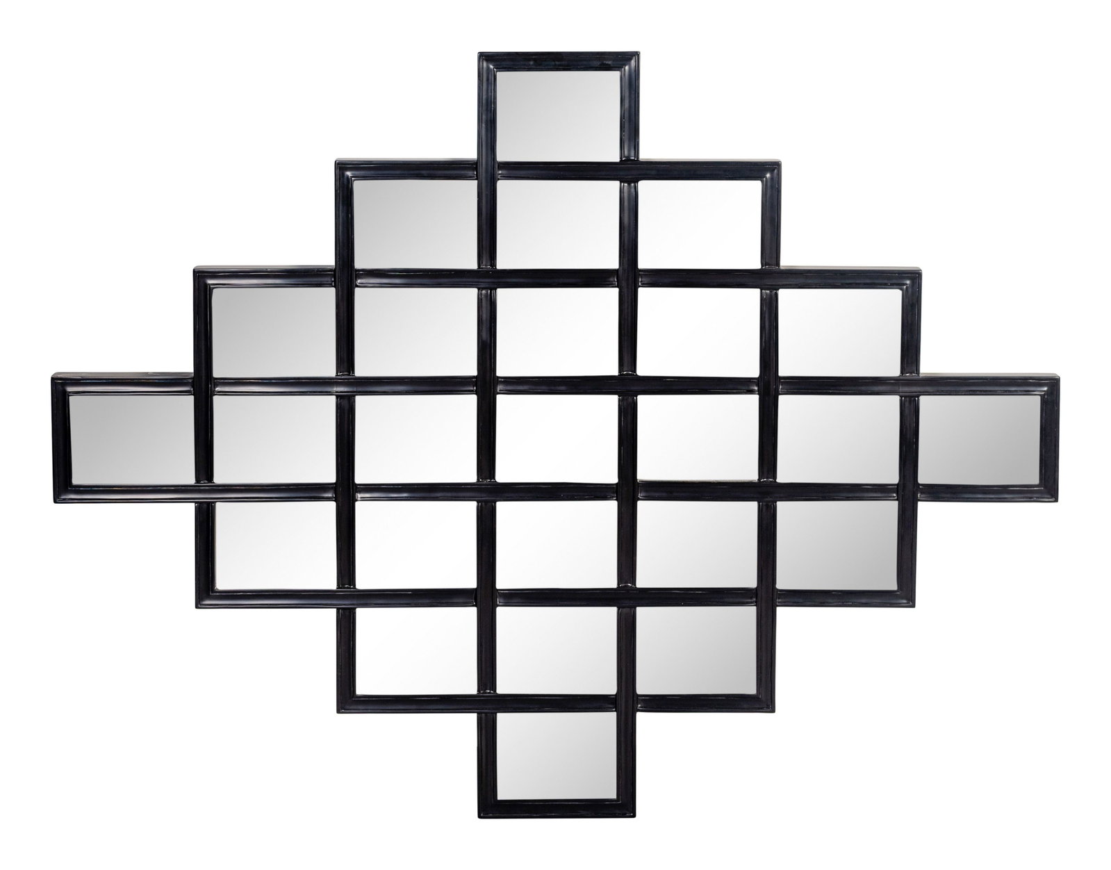 A Contemporary Black Framed Mirror by Christopher Guy: A Contemporary Black Framed Mirror by Christopher Guy 21ST CENTURY Labeled on the reverse. Height 38 1/2 x width 49 1/4 inches.