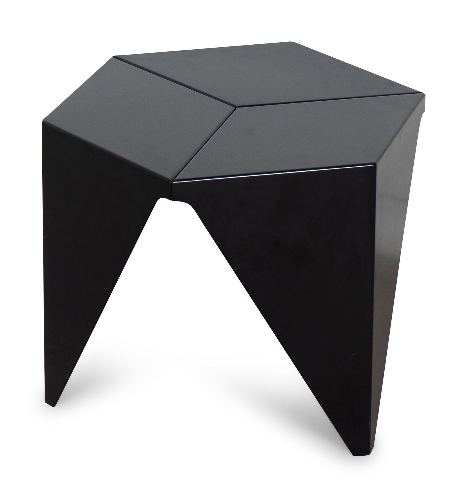 An Isamu Noguchi Black-Painted Aluminum Prismatic Stool: An Isamu Noguchi Black-Painted Aluminum Prismatic Stool Table 21TH CENTURY Vitra Design Museum, The Isamu Noguchi Foundation 2001Height 14 3/4 iches. Property from the Collection of Dr. Robert C. Spri