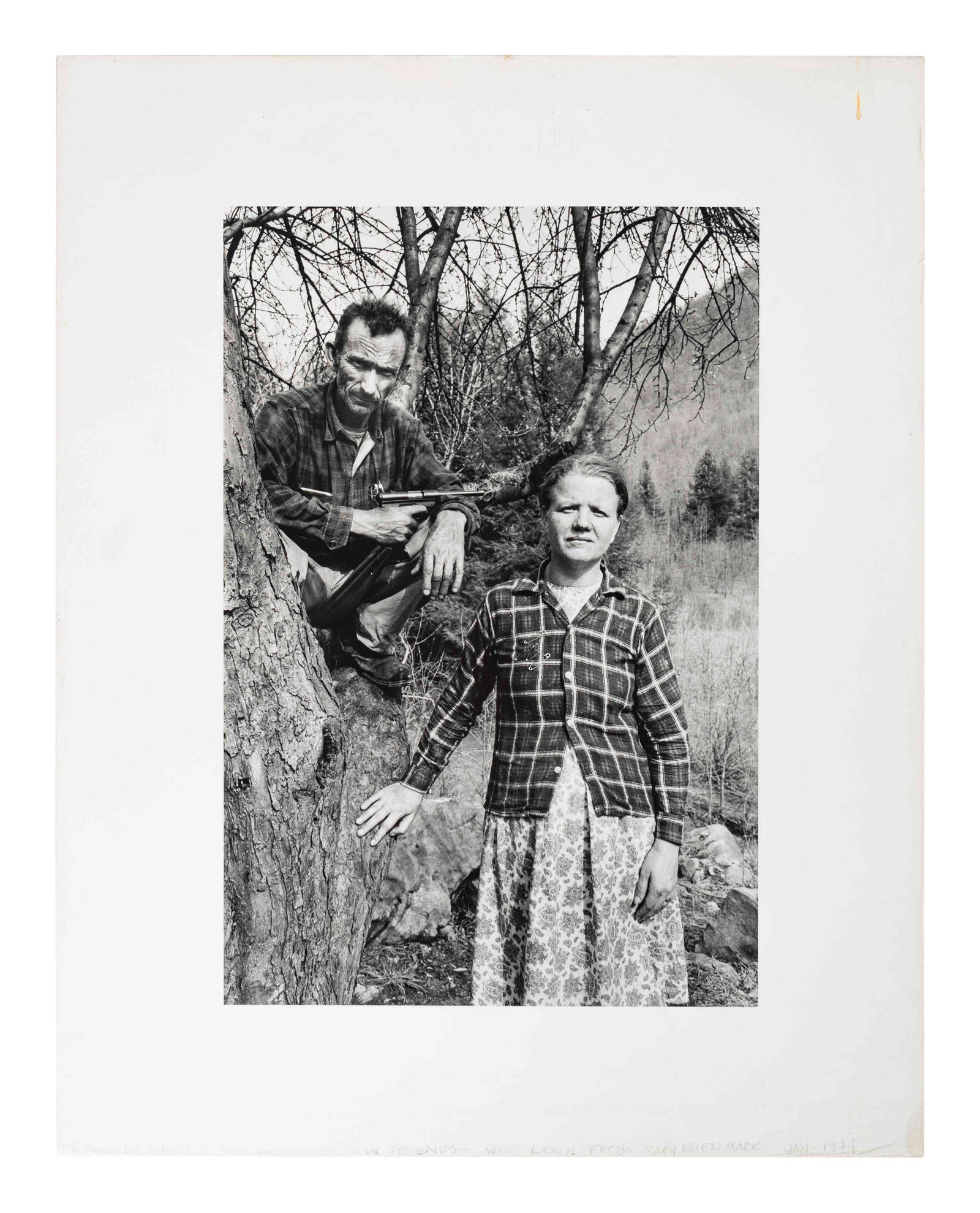 Mary Ellen Mark (American, 1940-2015) Husband and Wife,: Mary Ellen Mark (American, 1940-2015) Husband and Wife, Harlan County, KY, 1971 Photograph inscribed on the bottom of the paper "To Nancy and Jerry two wonderful new friends with love from Mary Ellen 