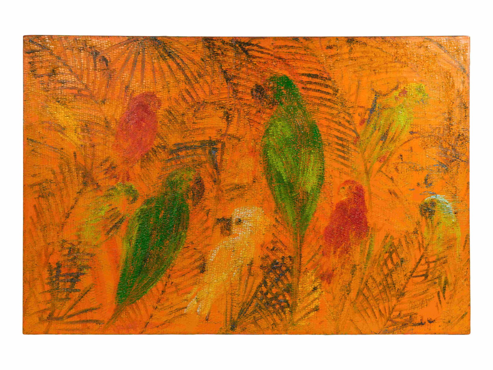 Hunt Slonem (American, b. 1951) Untitled (Parrots): Hunt Slonem (American, b. 1951) Untitled (Parrots) oil on canvas 48 x 72 inches.