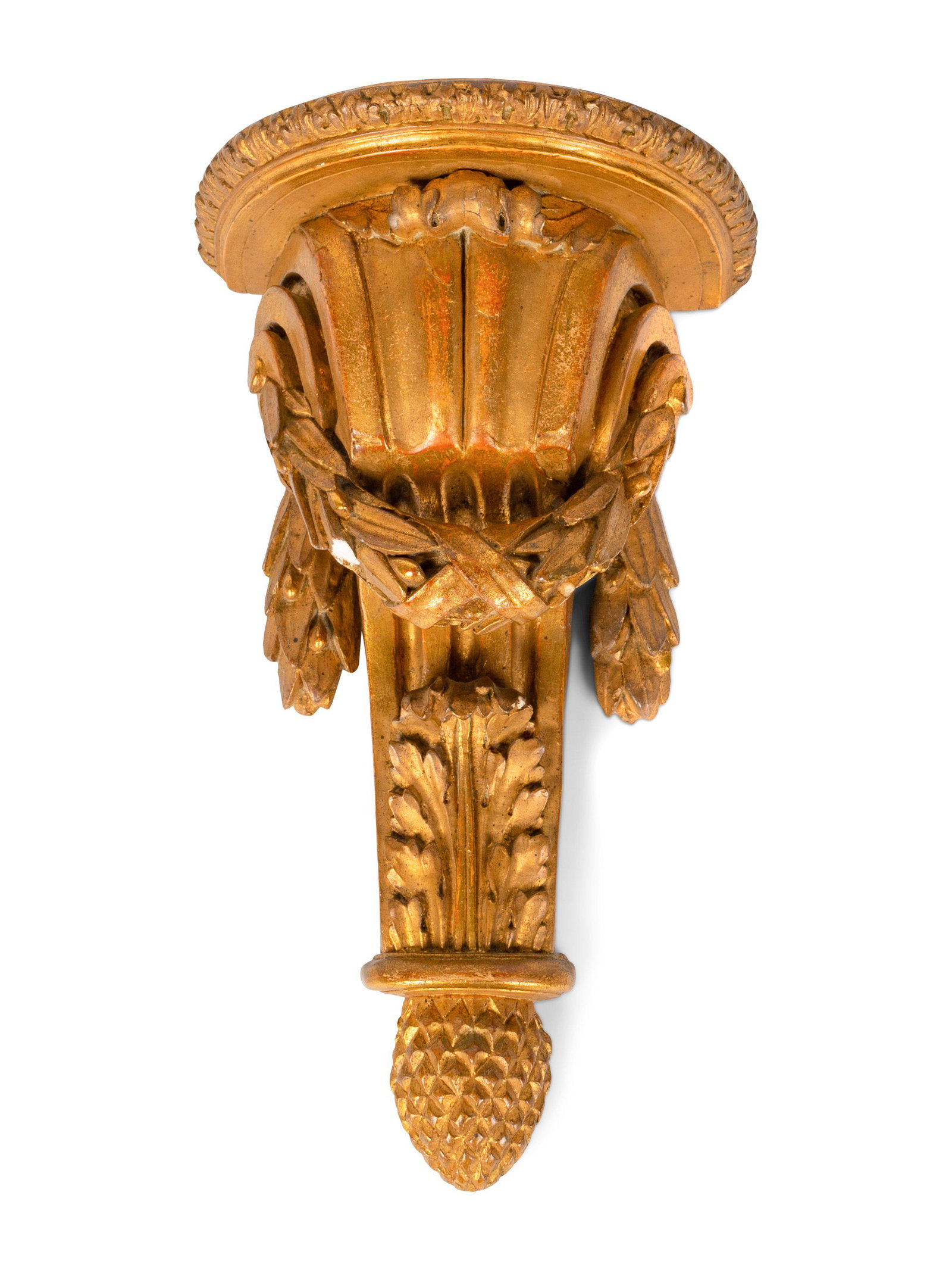 A Louis XVI Style Gilded Plaster Bracket Height 16 x: A Louis XVI Style Gilded Plaster Bracket 20TH CENTURY Height 16 x width 10 1/2 x depth 6 3/4 inches. The Estate of Richard Fitzgerald, Boston, MA, and Palm Beach, FL