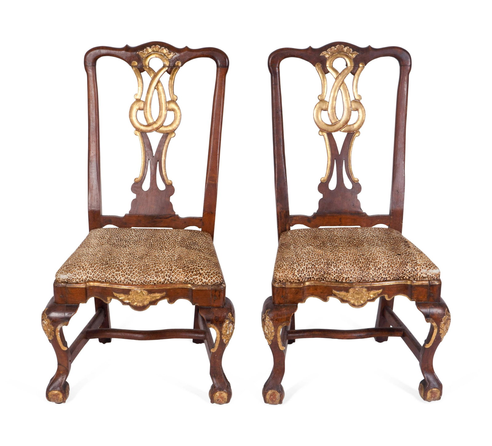 A Pair of Portuguese Rococo Parcel-Gilt Walnut Side: A Pair of Portuguese Rococo Parcel-Gilt Walnut Side Chairs THIRD QUARTER 18TH CENTURY Height 36 inches. The Estate of Richard Fitzgerald, Boston, MA, and Palm Beach, FL