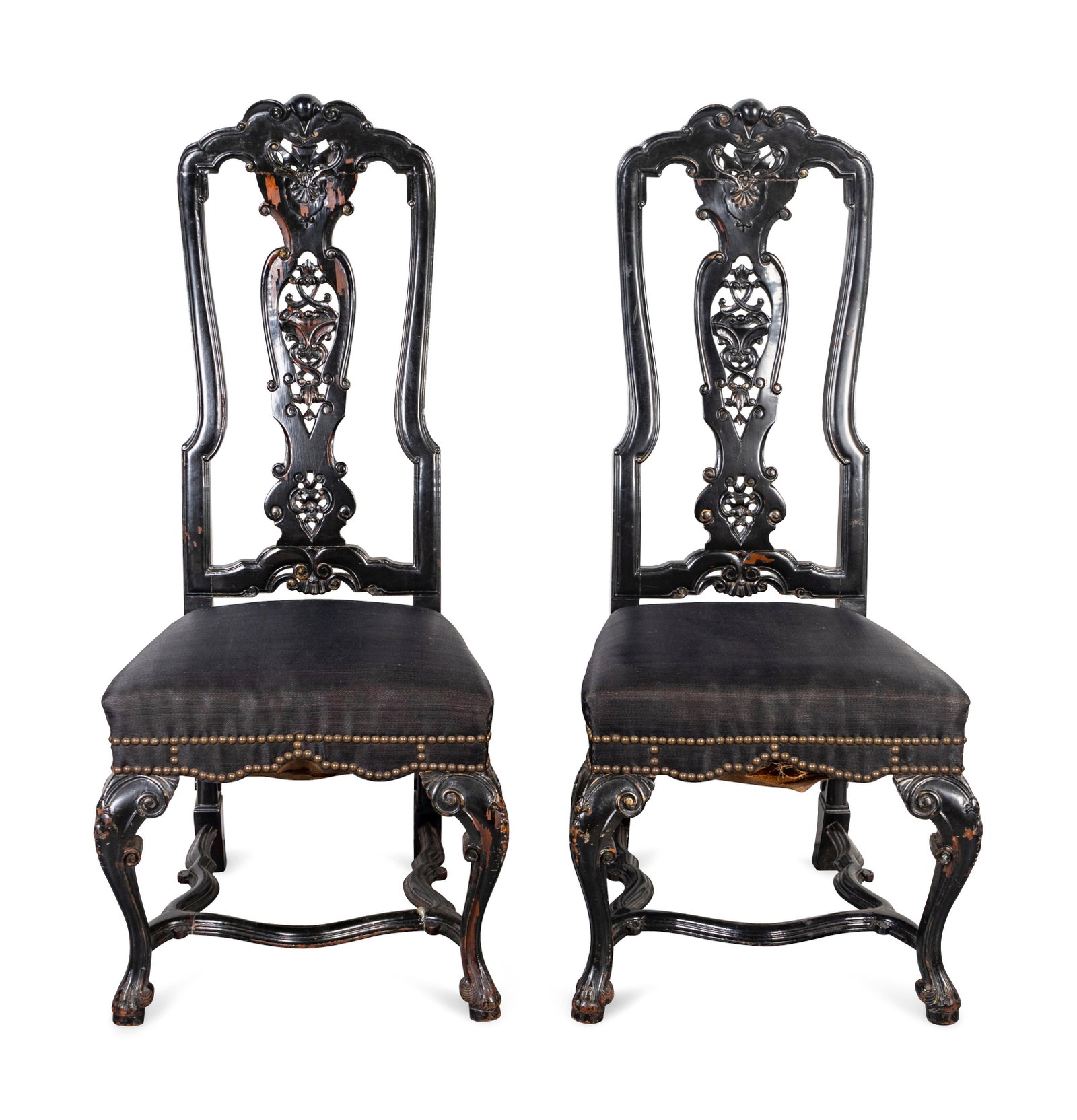 A Pair of Portuguese Rococo Style Lacquered Side Chairs: A Pair of Portuguese Rococo Style Lacquered Side Chairs LATE 19TH CENTURY Height 46 3/4 inches.