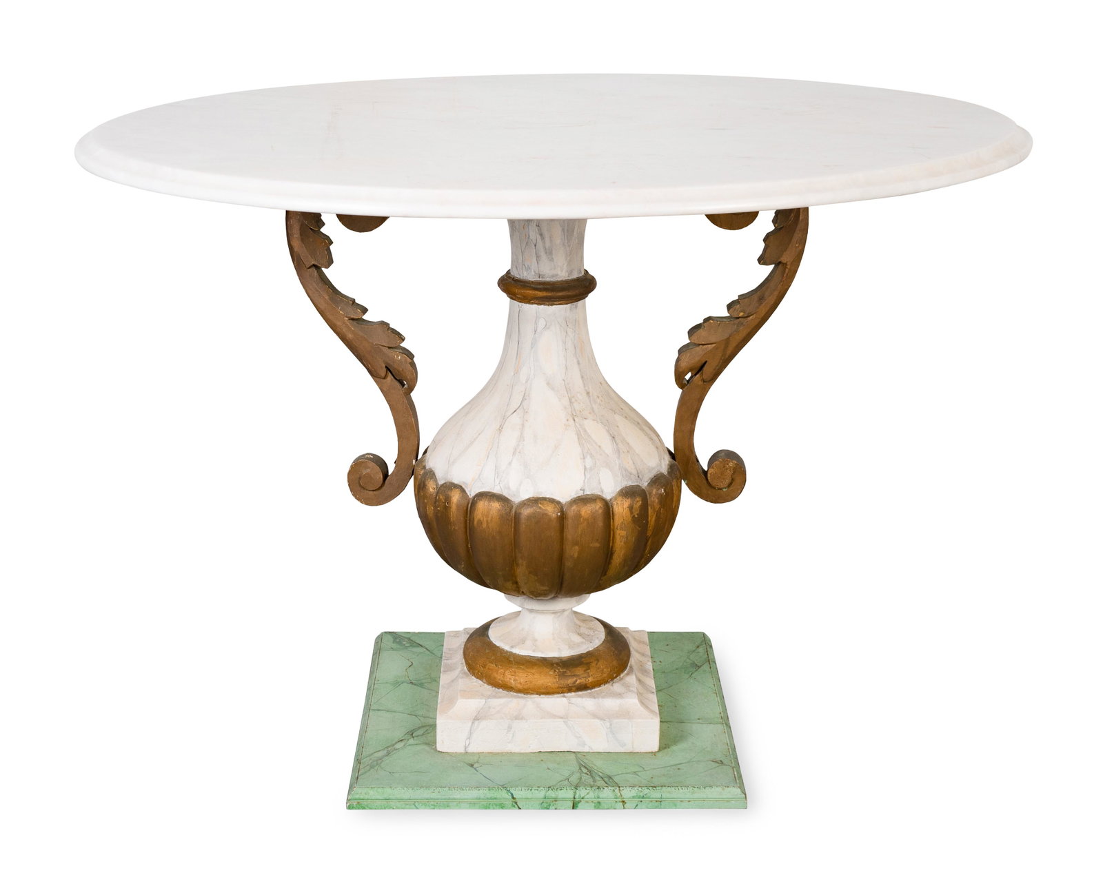 An Italian Empire Style Painted Center Table Height 30: An Italian Empire Style Painted Center Table 20TH CENTURY Height 30 x diameter 45 inches. The Estate of Cynthia Van Buren, Palm Beach, FL