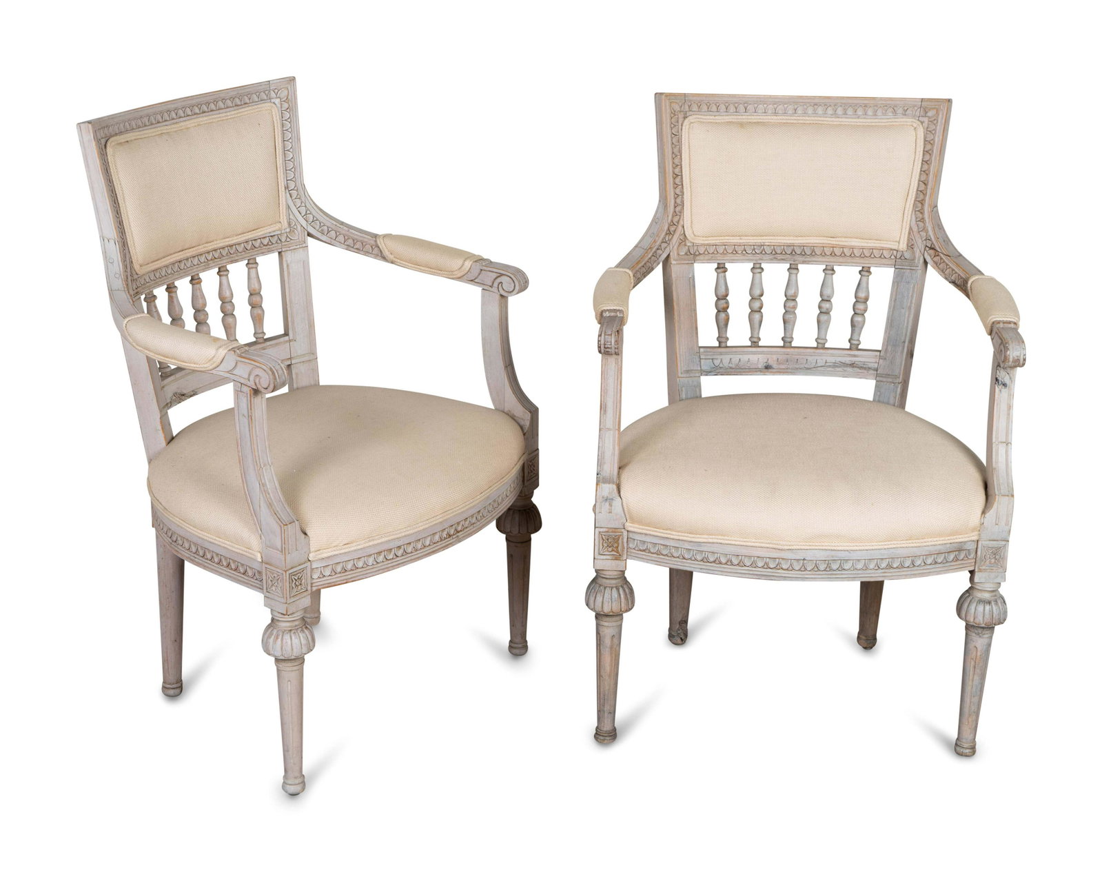 A Pair of Swedish Neoclassical Style Painted Armchairs: A Pair of Swedish Neoclassical Style Painted Armchairs 20TH CENTURY Height 34 1/2 inches. Property from a Palm Beach Collection