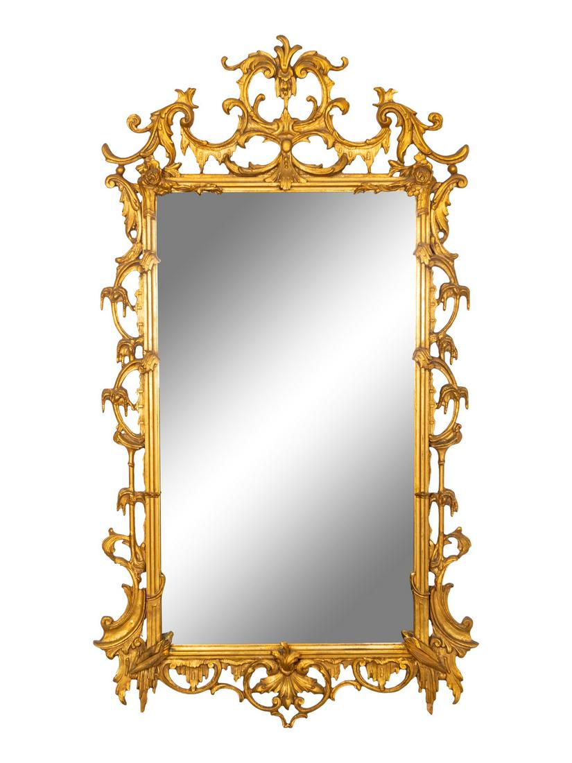 A George III Style Giltwood Mirror Height 63 x width 34: A George III Style Giltwood Mirror 20TH CENTURY Height 63 x width 34 inches. The Estate of Cynthia Van Buren, Palm Beach, FL