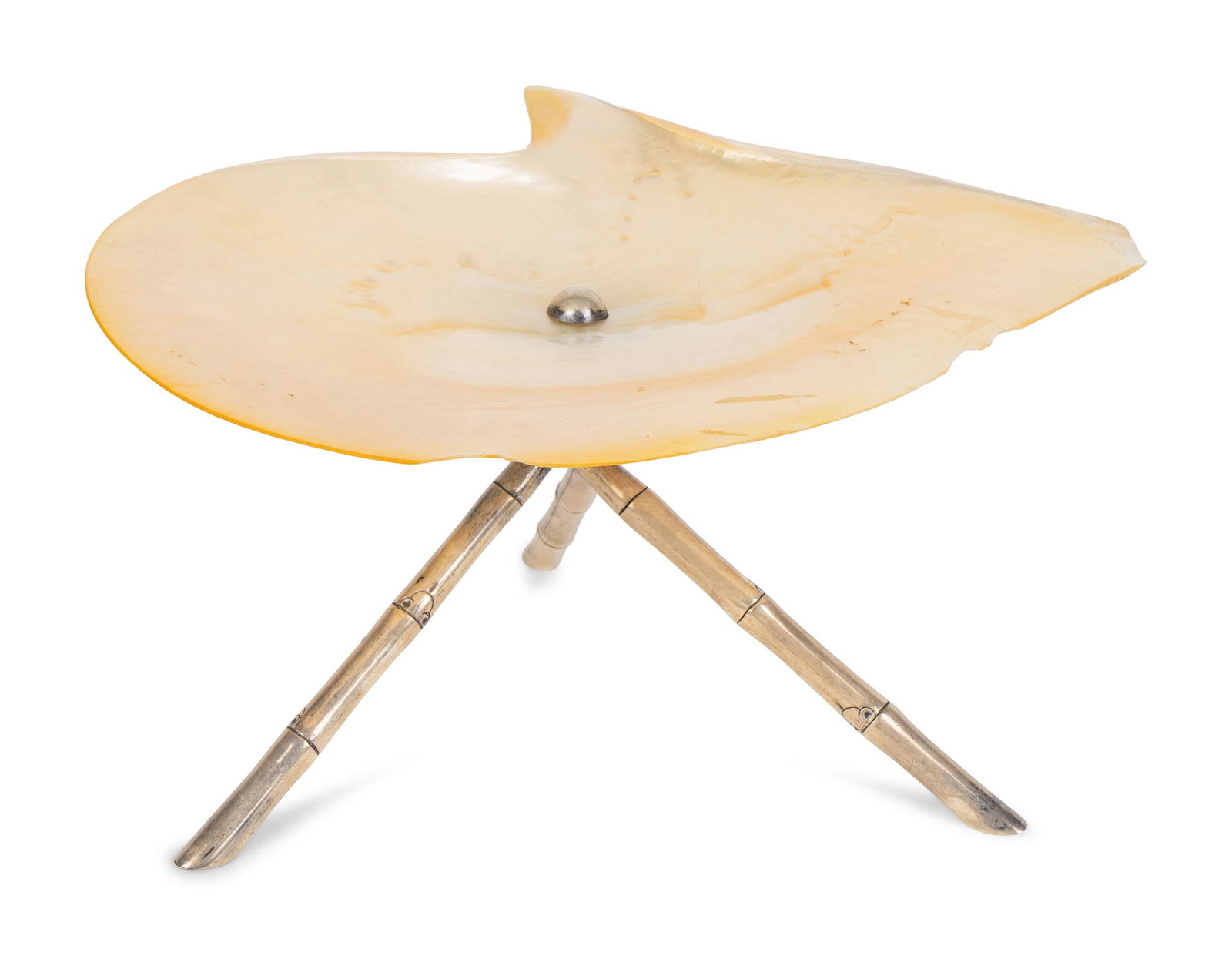 A Chinese Wang Hing Solid Silver and Abalone Caviar: A Chinese Wang Hing Solid Silver and Abalone Caviar Dish 19TH/20TH CENTURY signed WH under foot. Height 7 inches.