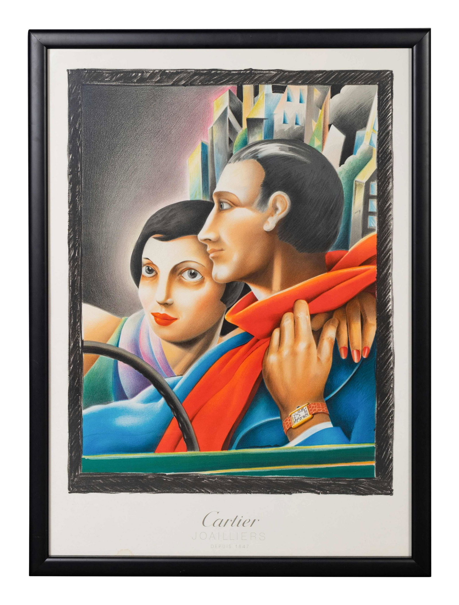 A Cartier Joailliers Watch Poster 37 x 27 inches.: A Cartier Joailliers Watch Poster 20TH CENTURY 37 x 27 inches.