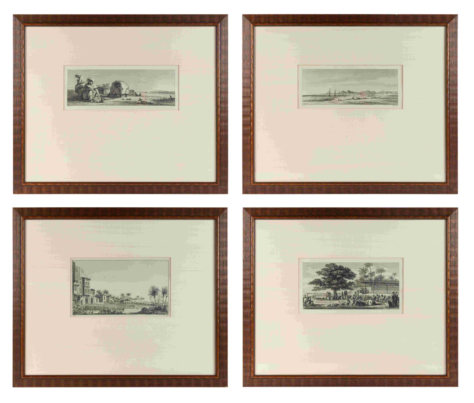 After Jean-Baptiste Pillement (French, 1728 - 1808) A: After Jean-Baptiste Pillement (French, 1728 - 1808) A Set of Eight Engravings Depicting Orientalist Scenes Engravings Largest plate sight size 6 3/4 x 11 1/4 inches.