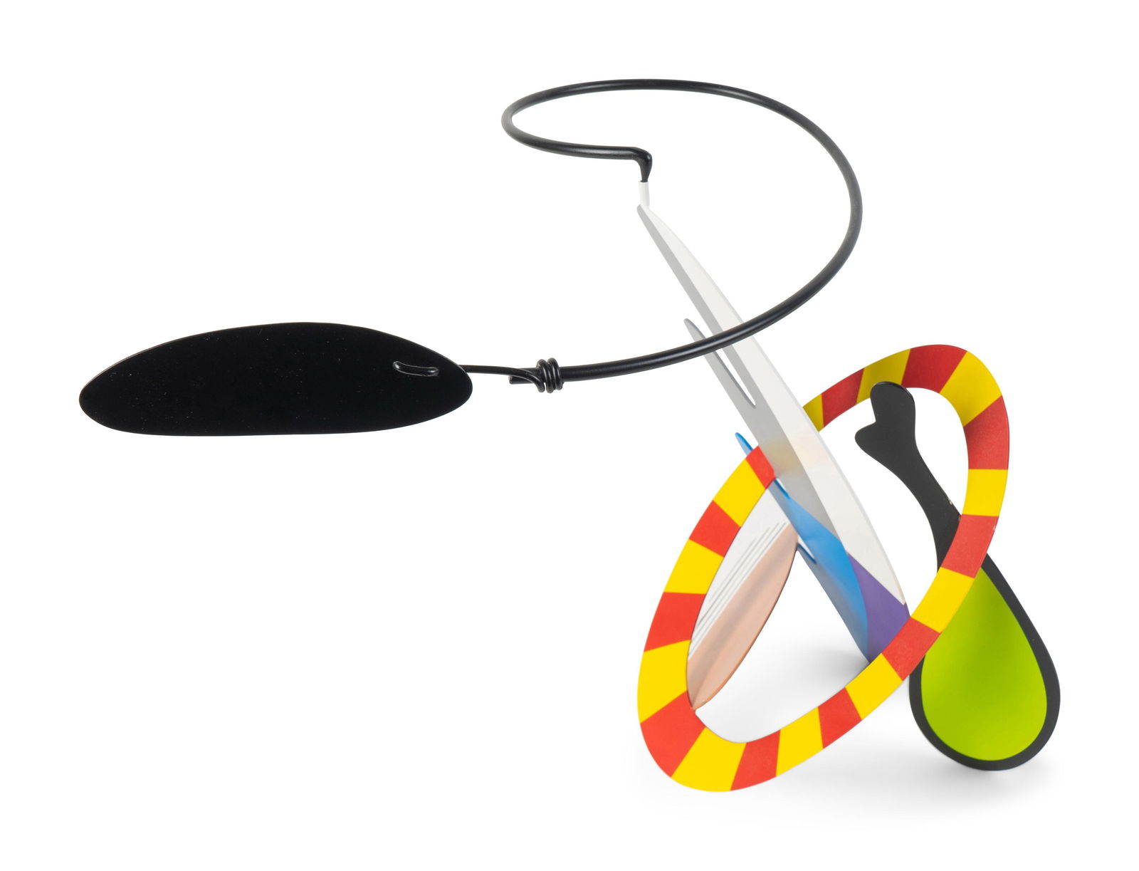 Brad Howe (American, b. 1959) Yellow/Red Ring: Brad Howe (American, b. 1959) Yellow/Red Ring cut and painted metal kinetic sculpture Height 14 1/2 inches. Property from the Collection of Dr. Robert C. Springborn and Mrs. Carolyn J. Springborn