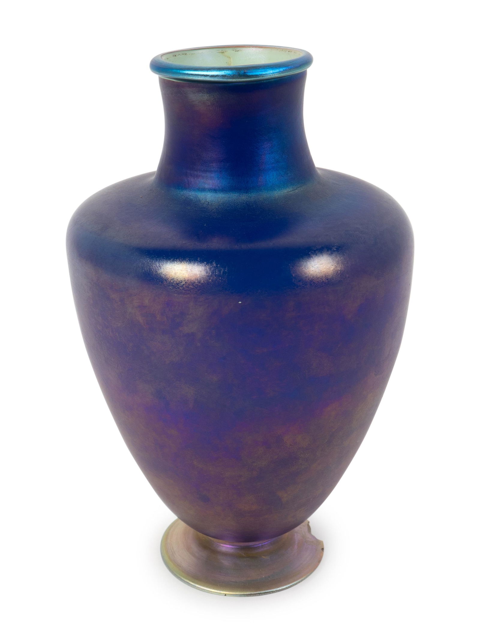 A Tiffany Studios Favrile Glass Vase: A Tiffany Studios Favrile Glass Vase 20TH CENTURY of baluster form, signed L.C. Tiffany-Favrile-8500E on underside.