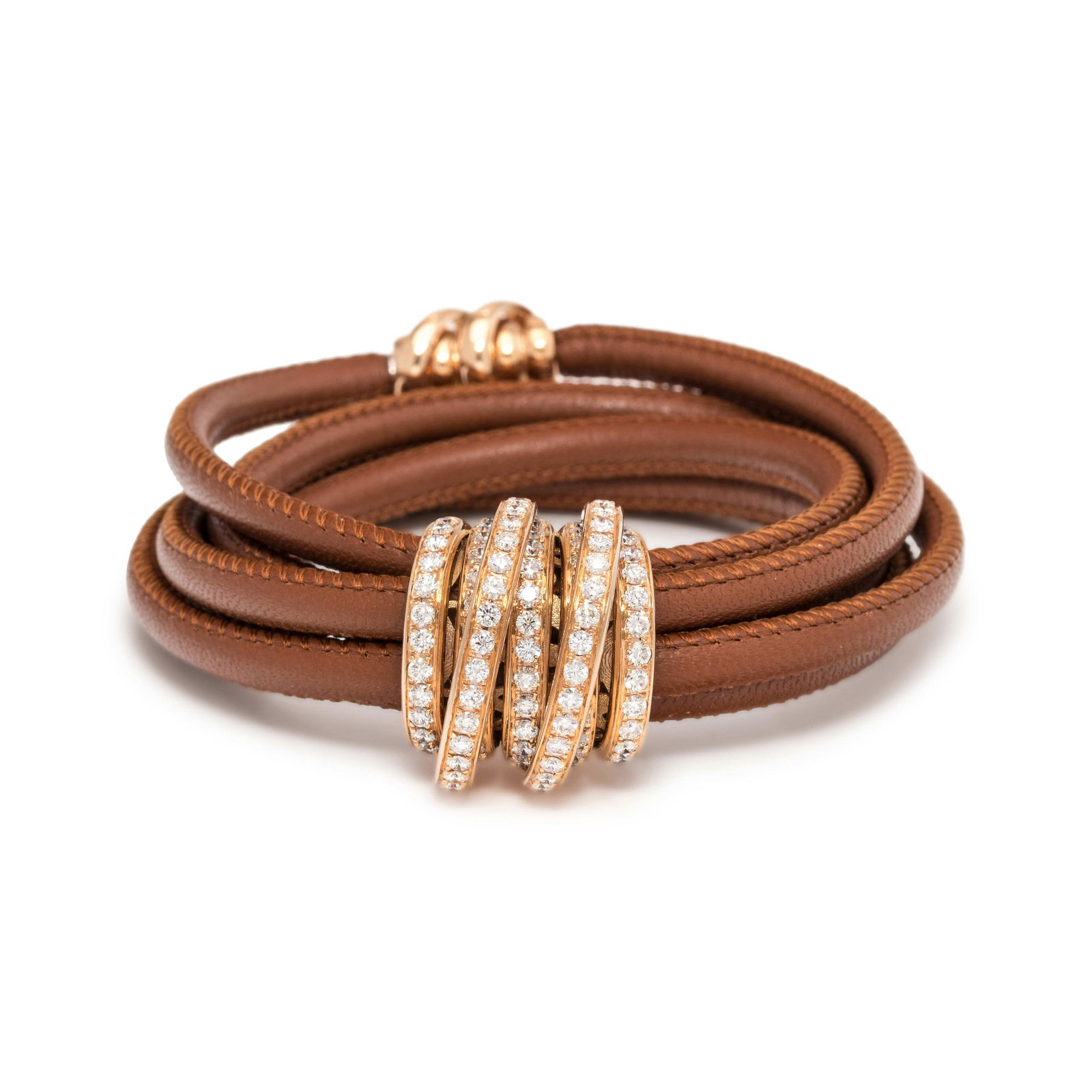 DE GRISOGONO, BROWN LEATHER AND DIAMOND 'ALLEGRA' (1 of 2)