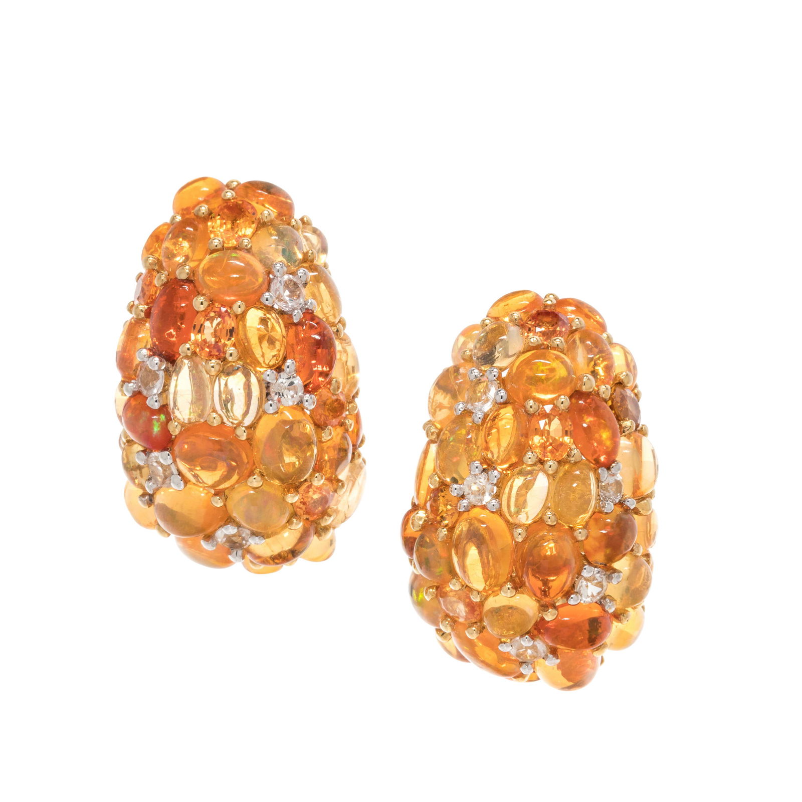 FIRE OPAL AND ORANGE SAPPHIRE EARCLIPS (1 of 2)