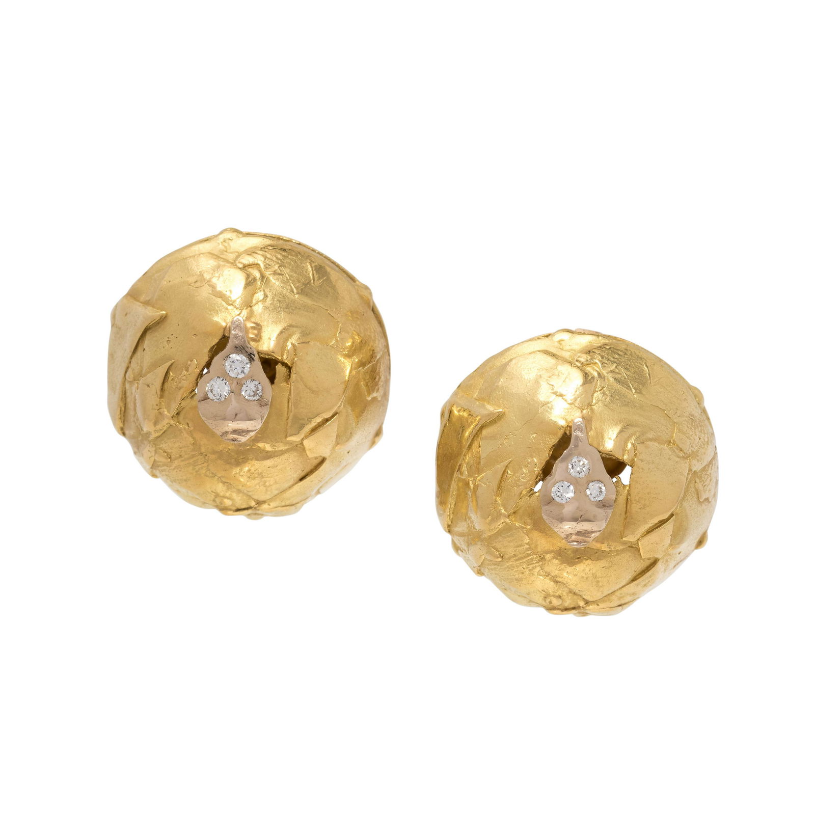 MISANI, YELLOW GOLD AND DIAMOND EARCLIPS (1 of 2)