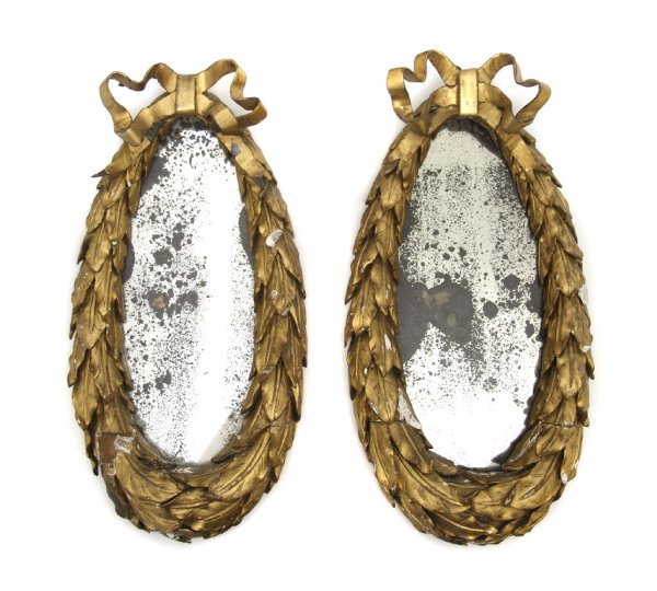 A Pair of Louis XVI Style Giltwood Mirrors, Height 15 i