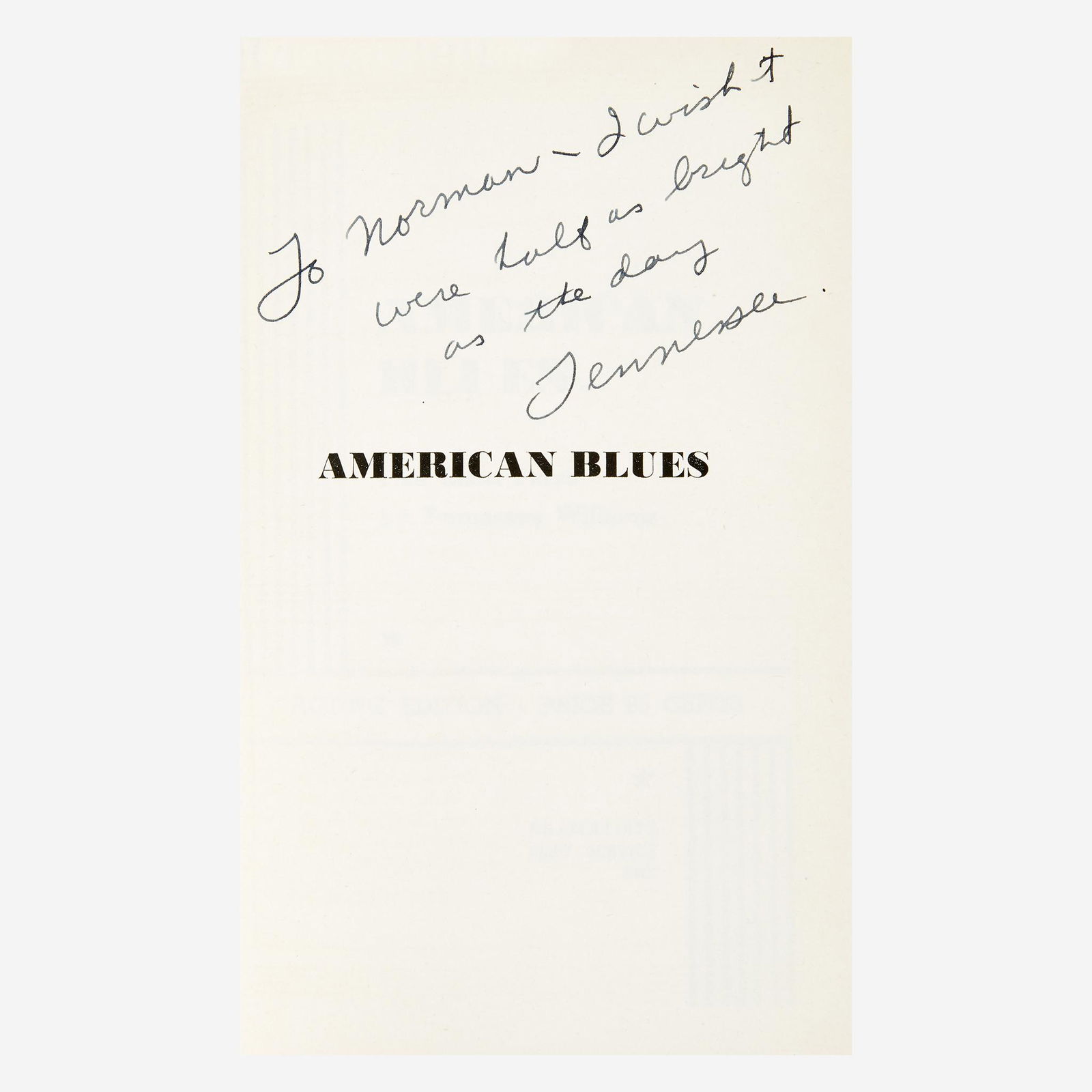 [Literature] Williams, Tennessee, Group of 2 Signed (1 of 3)