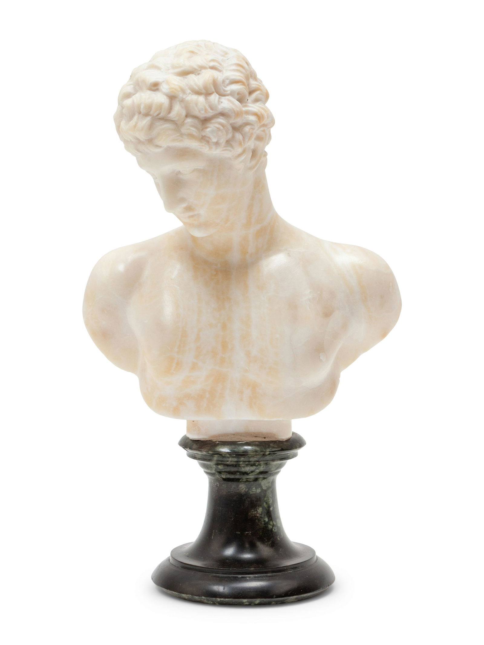 An Italian Alabaster and Marble Bust Height 11 3/4 (1 of 3)