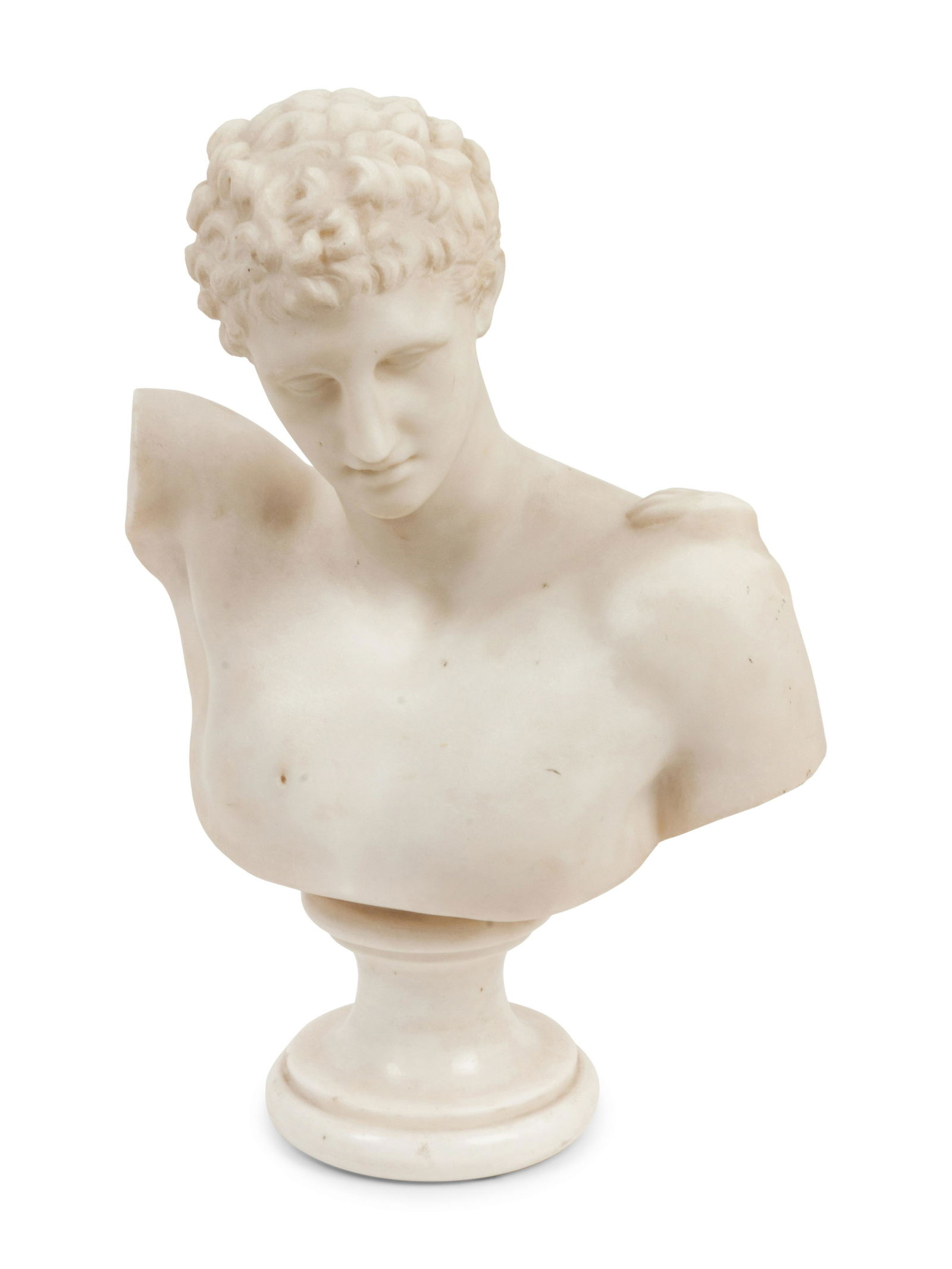 A Carved White Marble Grand Tour Bust of Hermes of (1 of 3)