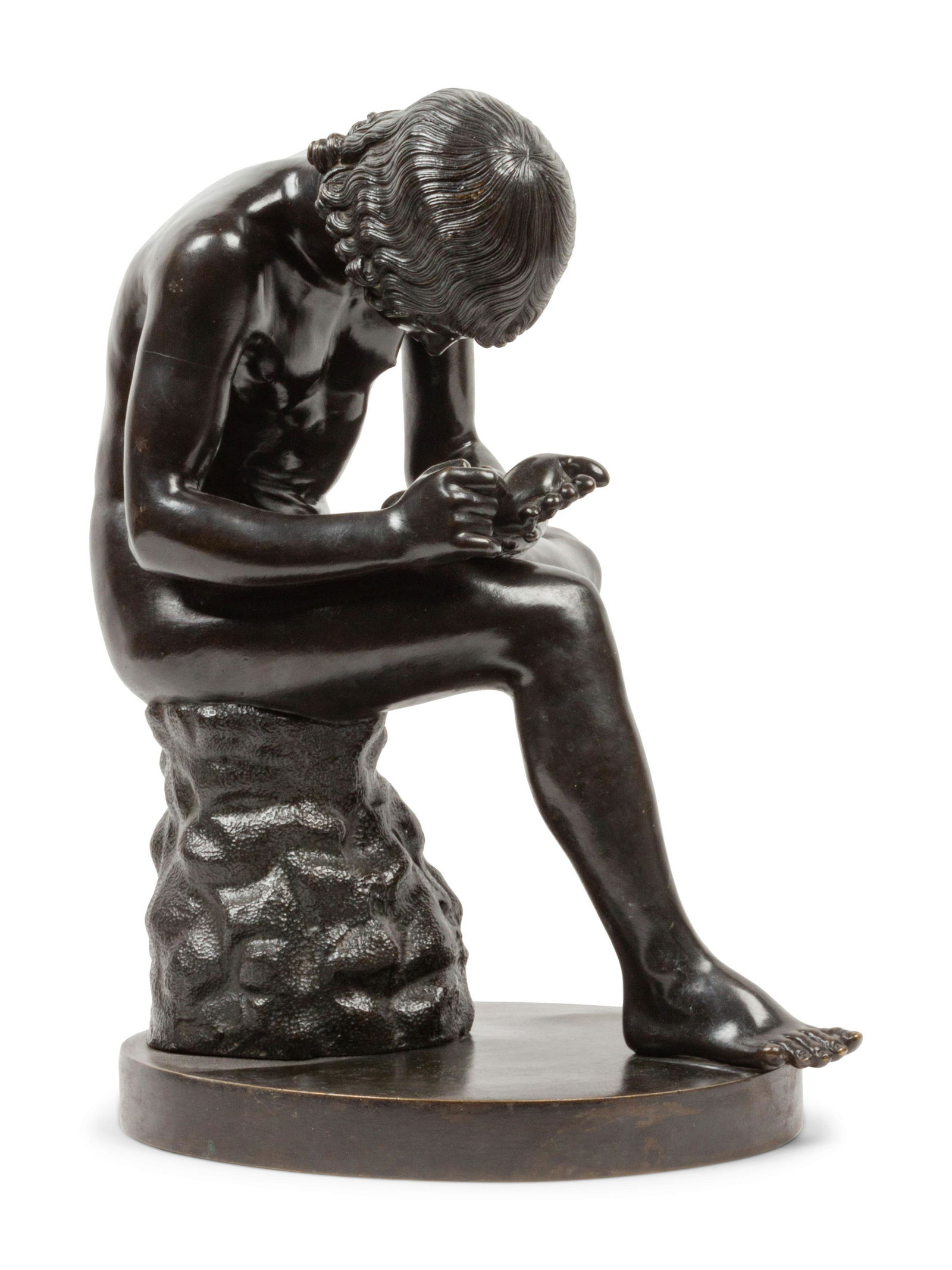 A Large Continental Bronze Spinario Height 17 3/4, base (1 of 3)