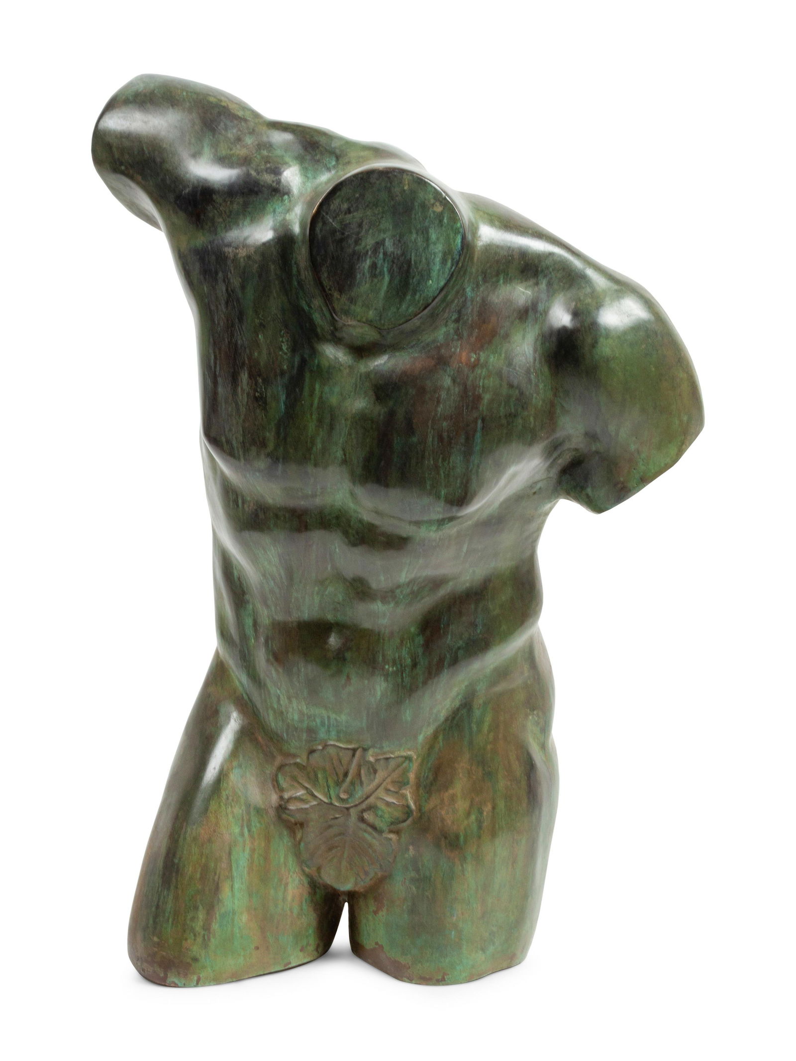 A Patinated Bronze Torso of a Man Height 29, width 20 (1 of 3)