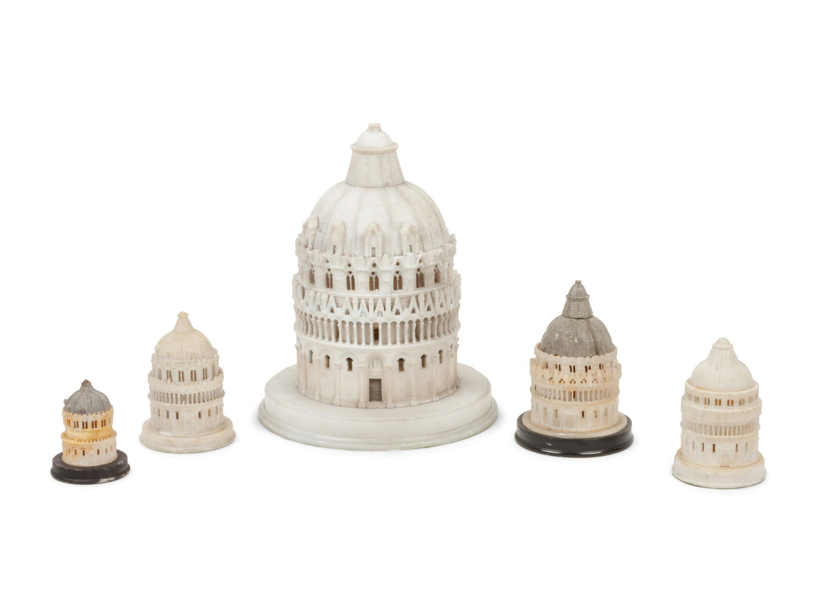 A Group of Alabaster Temple Models Largest height 12, (1 of 2)