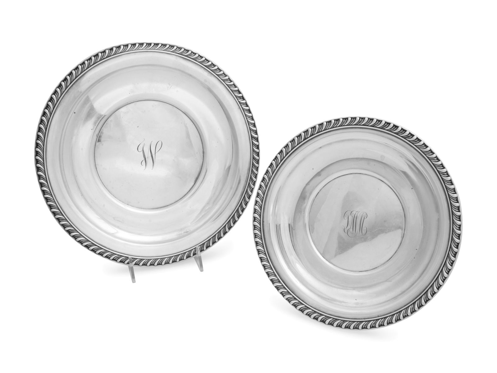A Pair of Sterling Silver Trays Largest diameter 12 1/4 (1 of 2)