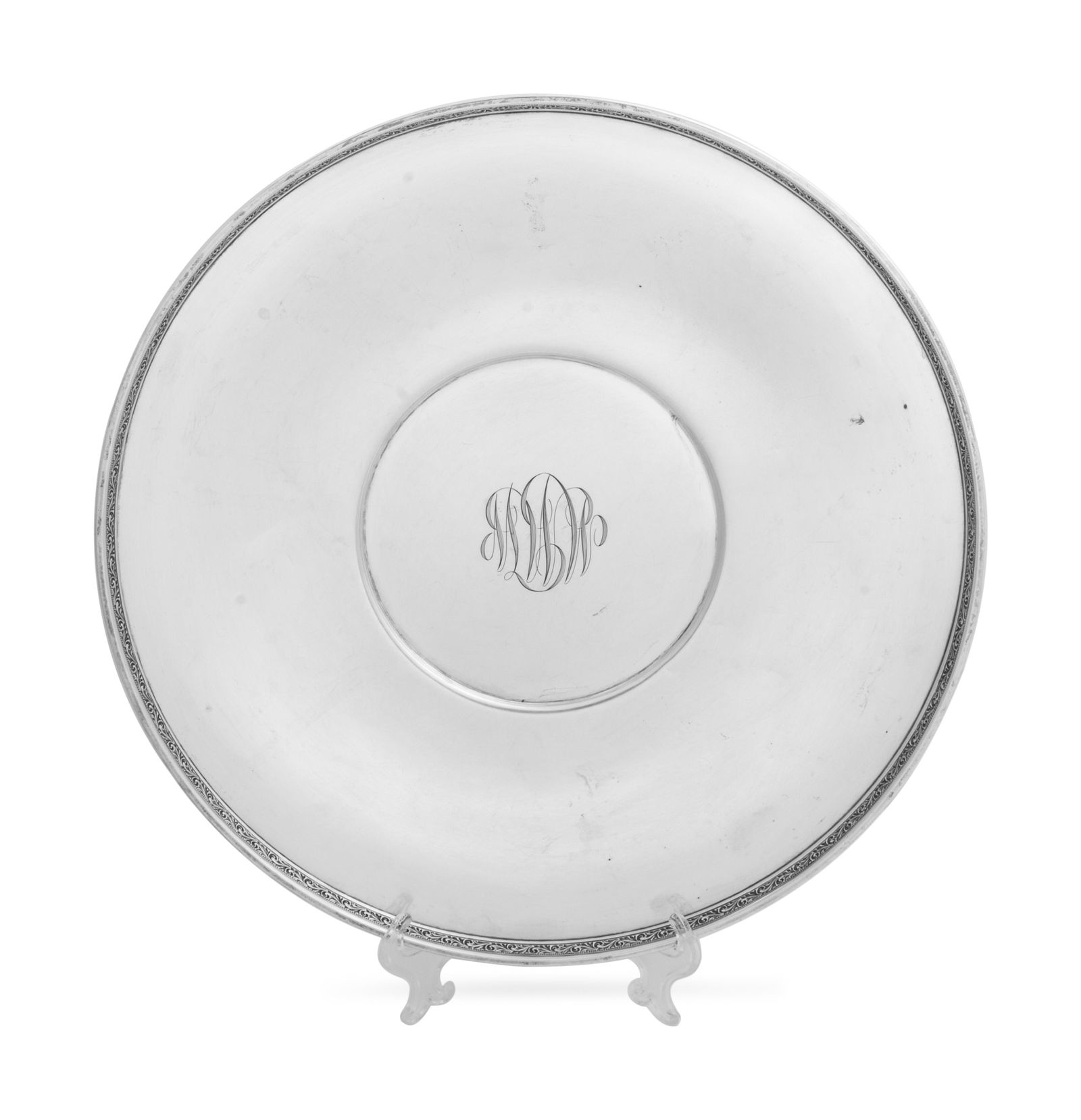 A Monogrammed Silver Tray Diameter 15 inches. (1 of 3)