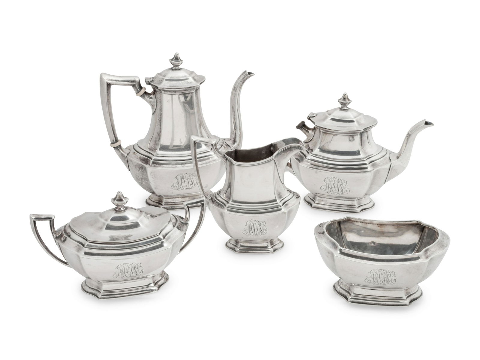 An American Five Piece Silver Tea and Coffee Service (1 of 2)