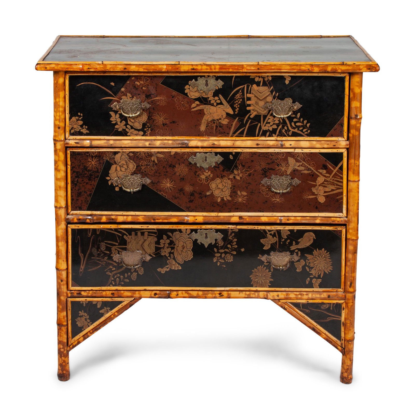 A Victorian Bamboo and Lacquer Chest of Drawers Height (1 of 2)