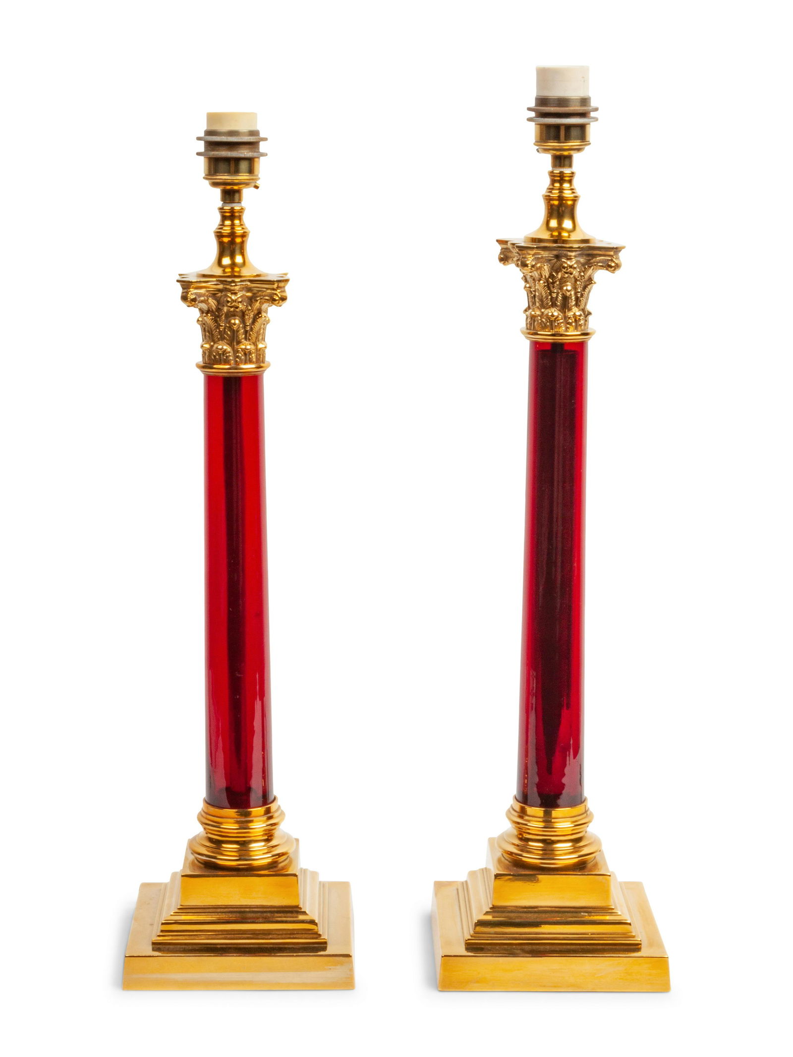 Two Pairs of Glass and Marble Empire Style Lamps (1 of 4)