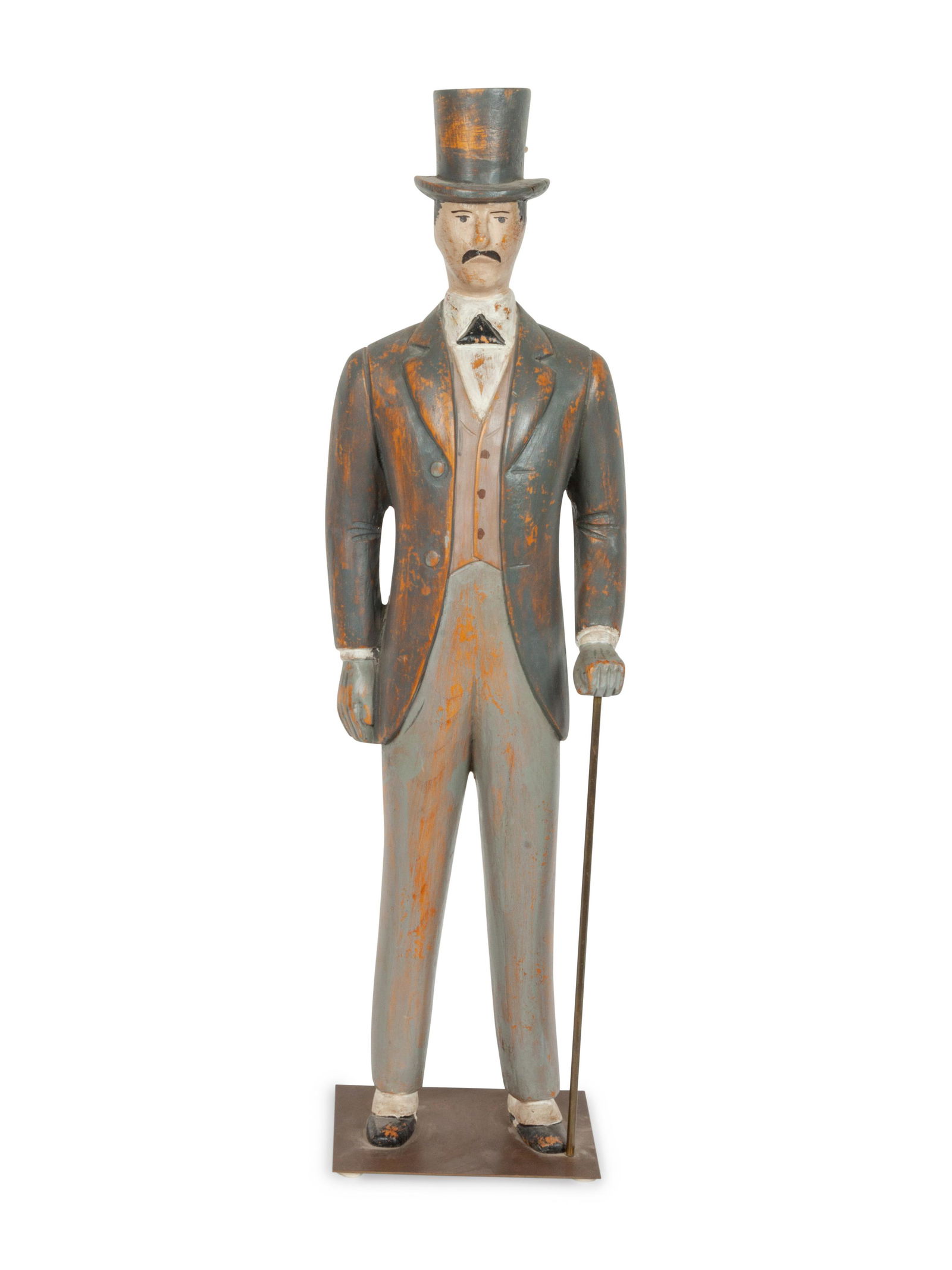 Folk Art Man With Top Hat and Cane Height 24 inches. (1 of 3)
