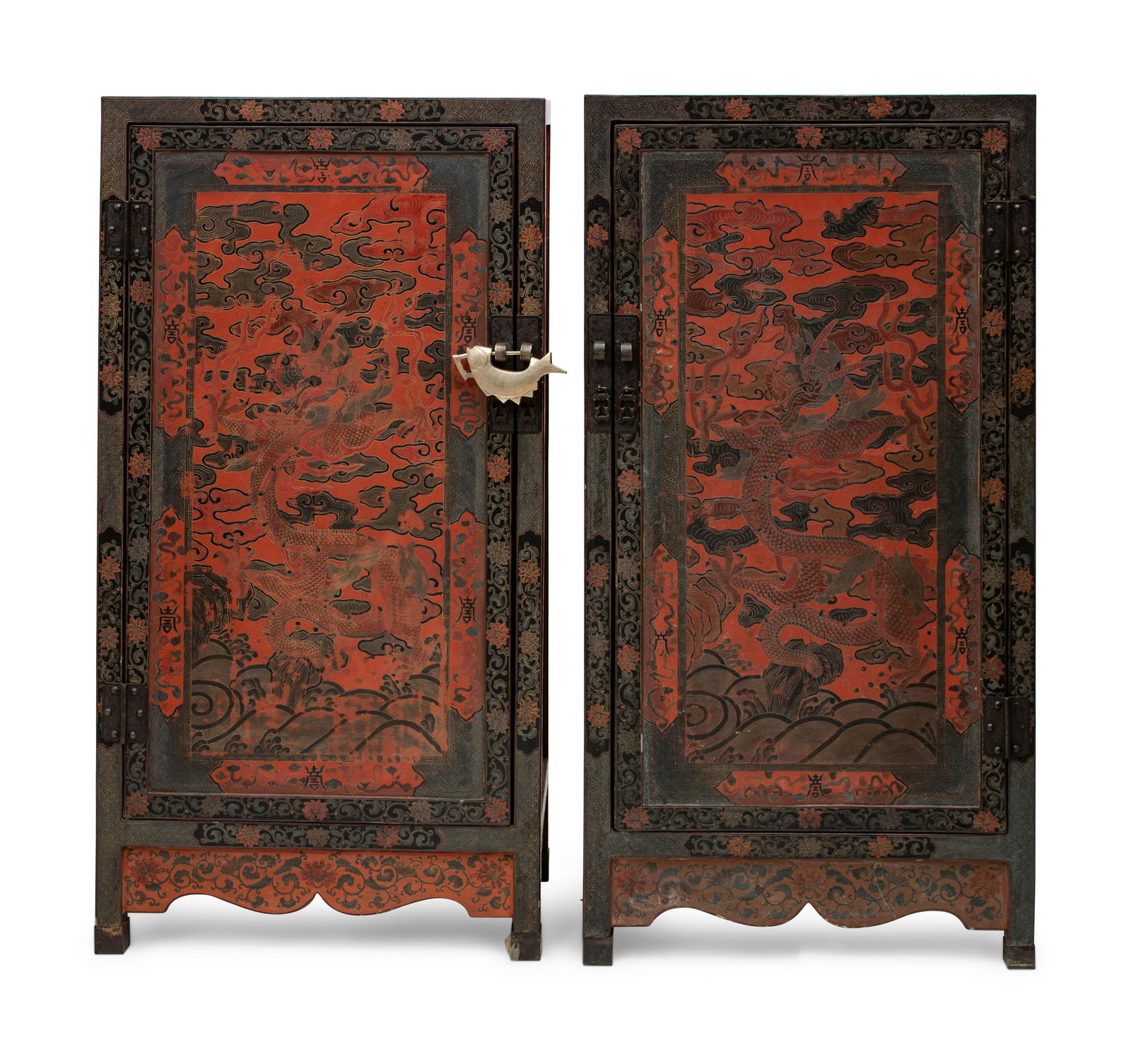 A Pair of Chinese Export Lacquered Cabinets Height 58 x (1 of 4)