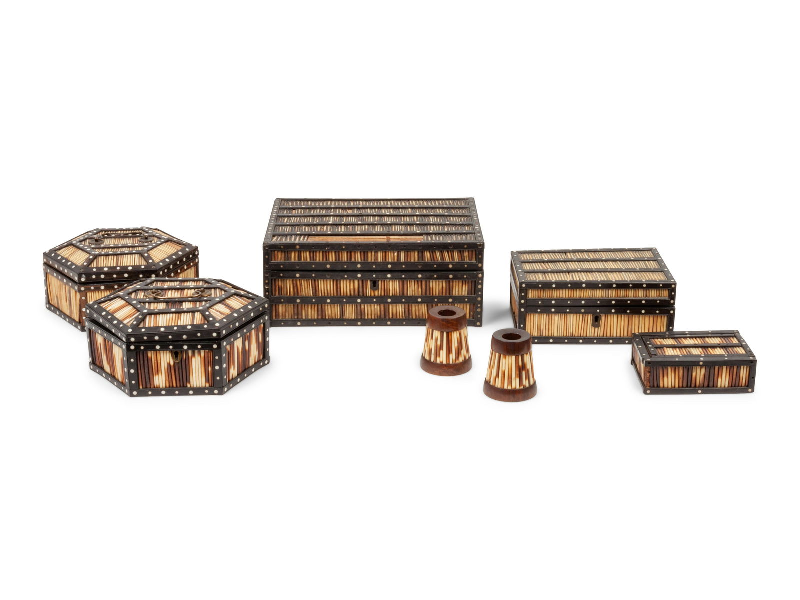 A Group of Anglo Indian Quill Boxes Largest box 4 3/4 x (1 of 3)
