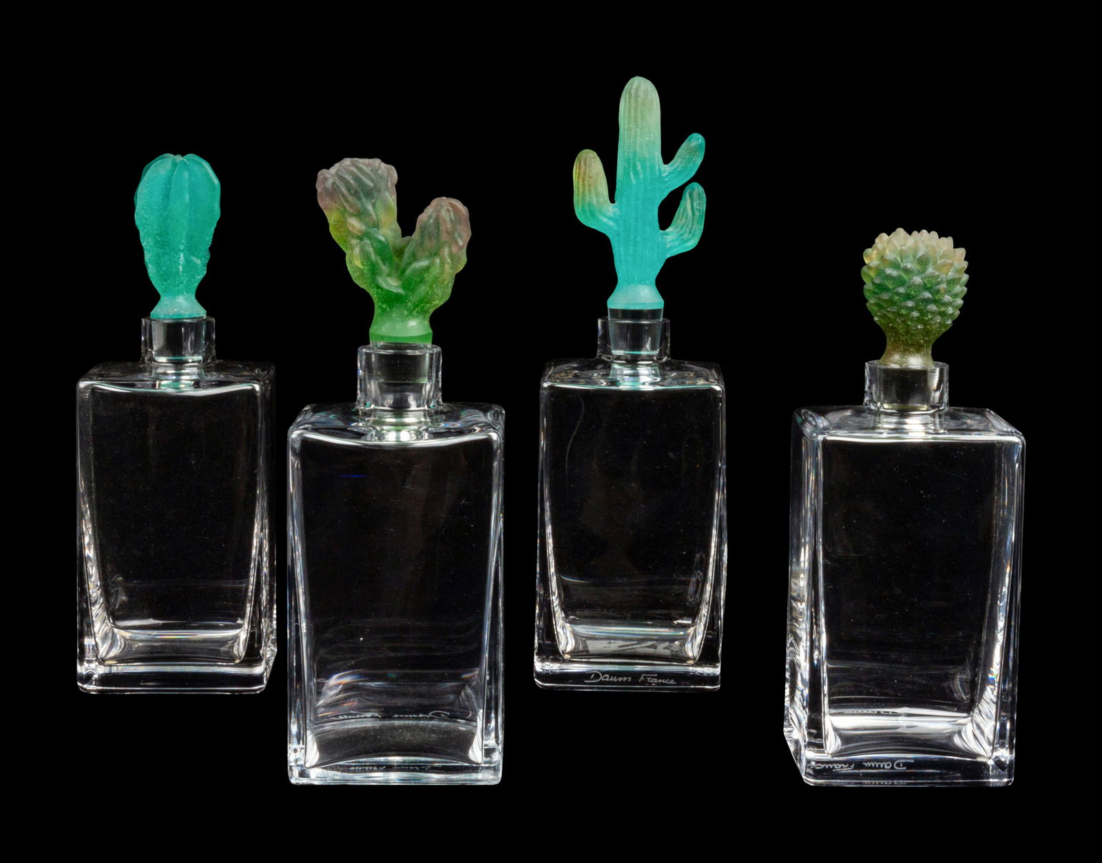 A Set of Four Daum Pate-de-Verre Cactus Stopper (1 of 3)